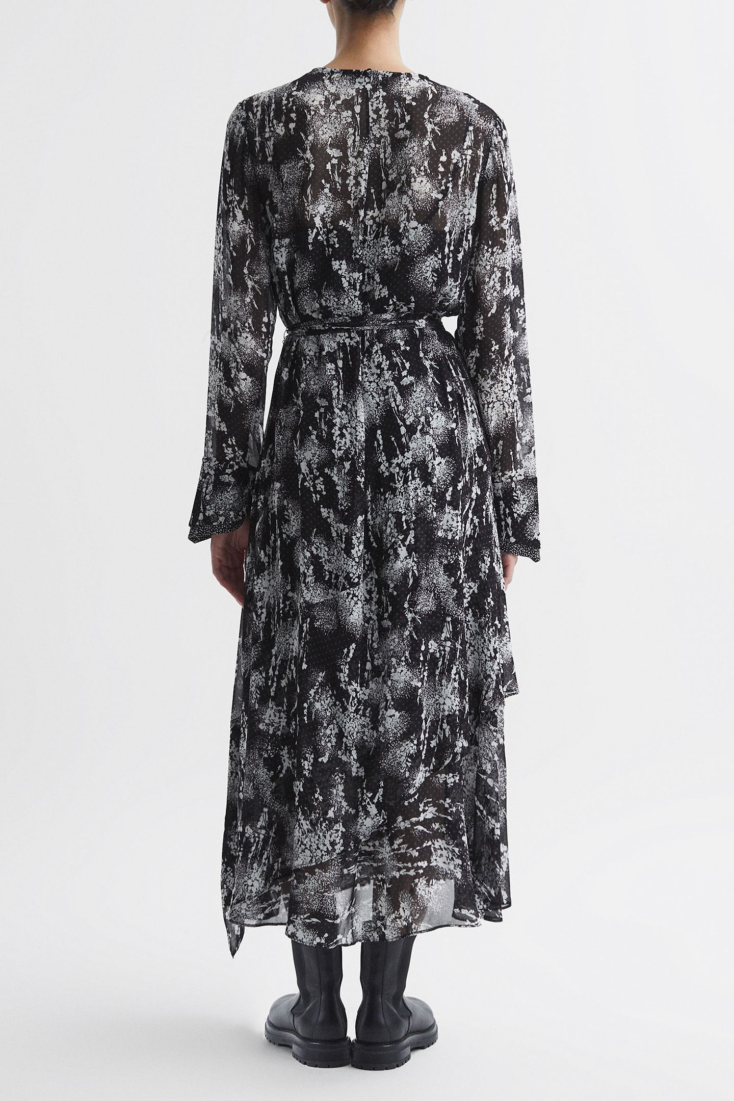 PRINTED RUFFLE MIDI DRESS 2