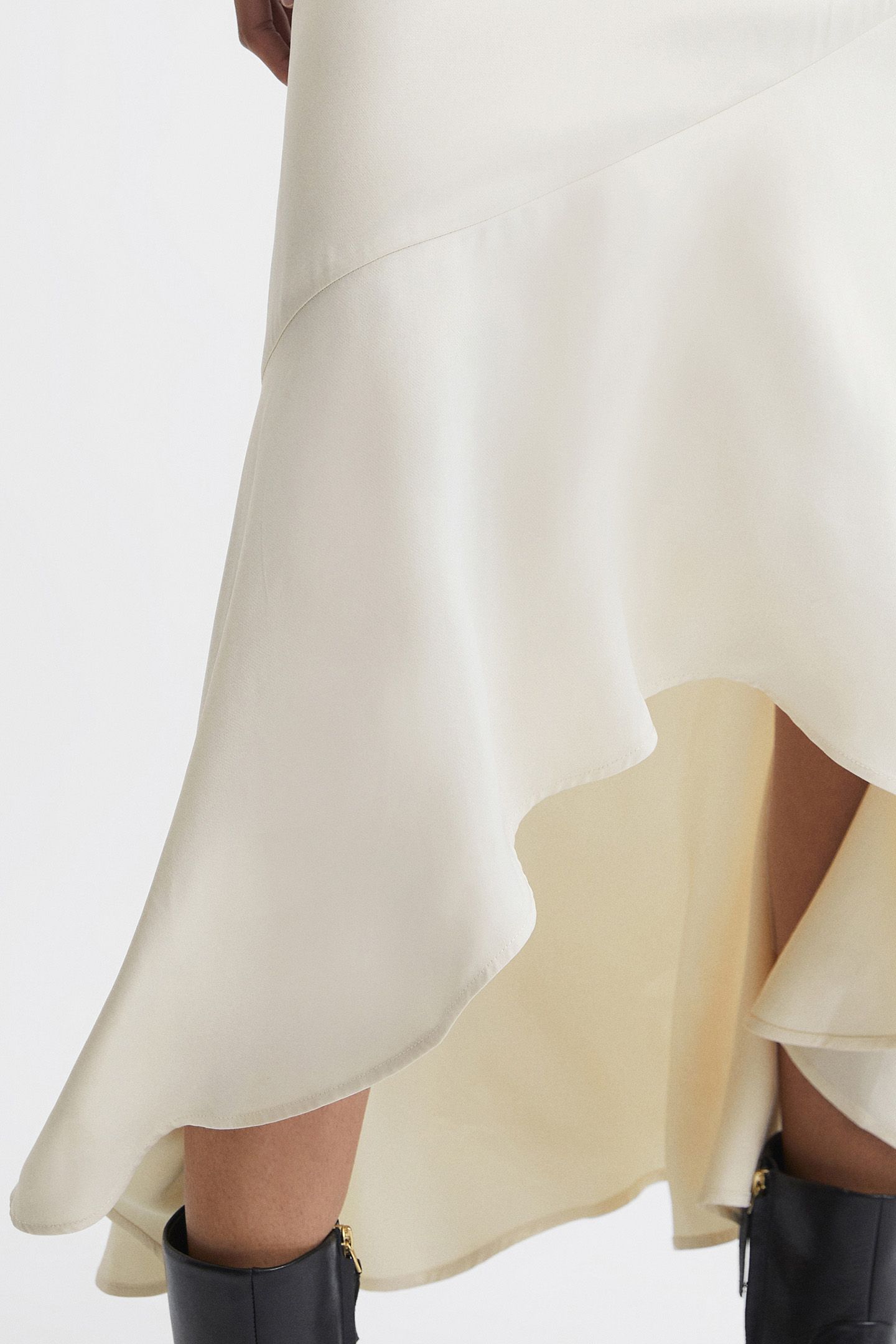 ASYMMETRIC MIDI SKIRT — IVORY 6