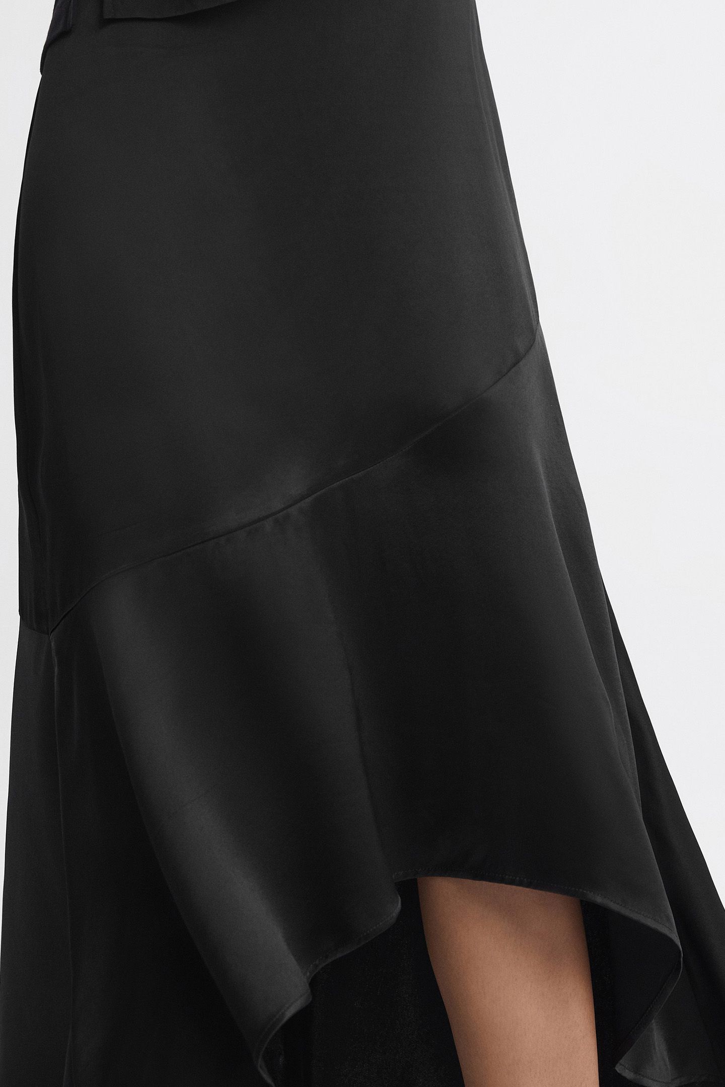 ASYMMETRIC MIDI SKIRT — BLACK 6