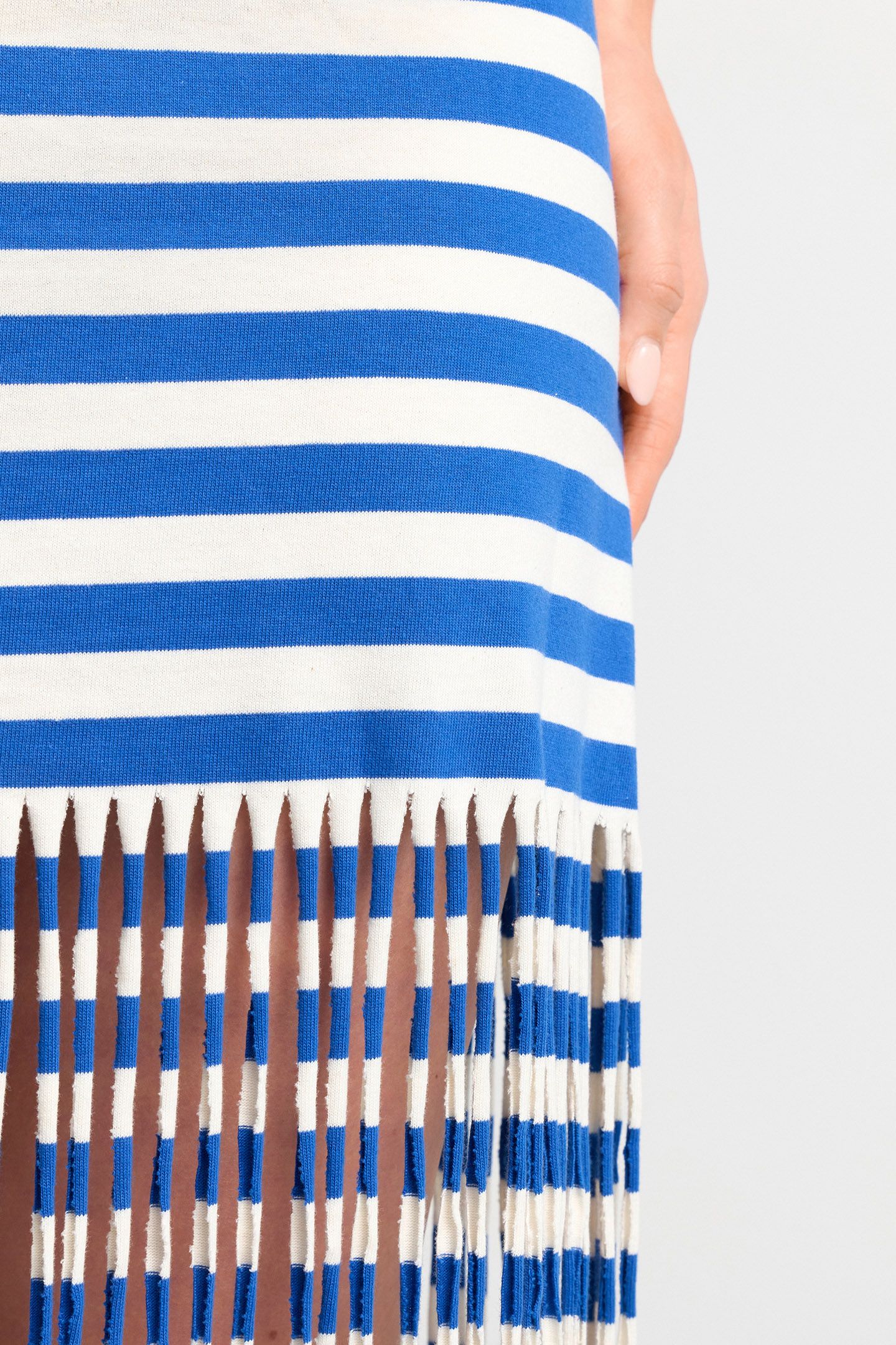 DRESS WITH FRINGES ORGANIC AZZURE BLUE 6
