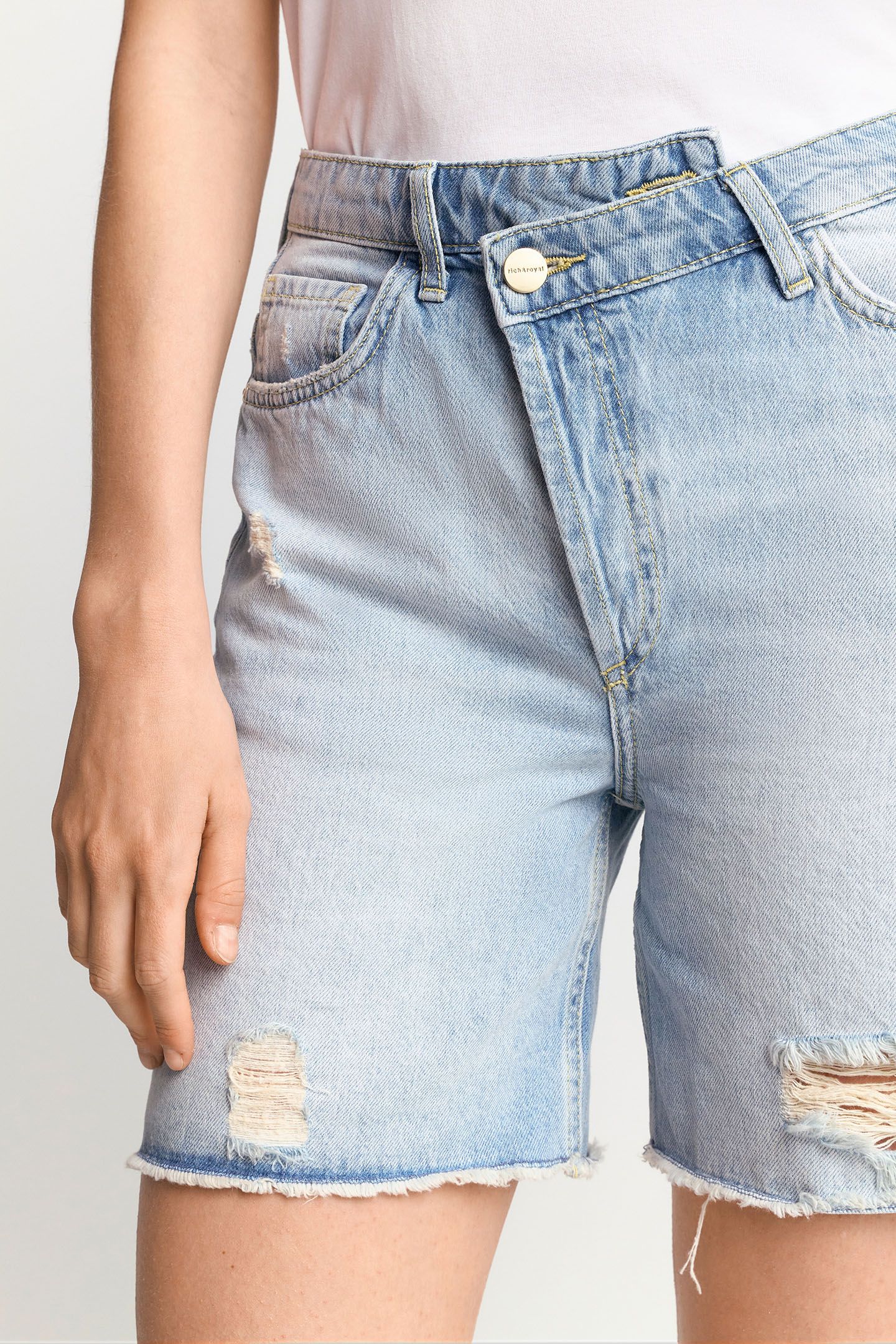 CROSSED WAISTBAND DENIM SHORTS ORGANIC DENIM BLUE 5