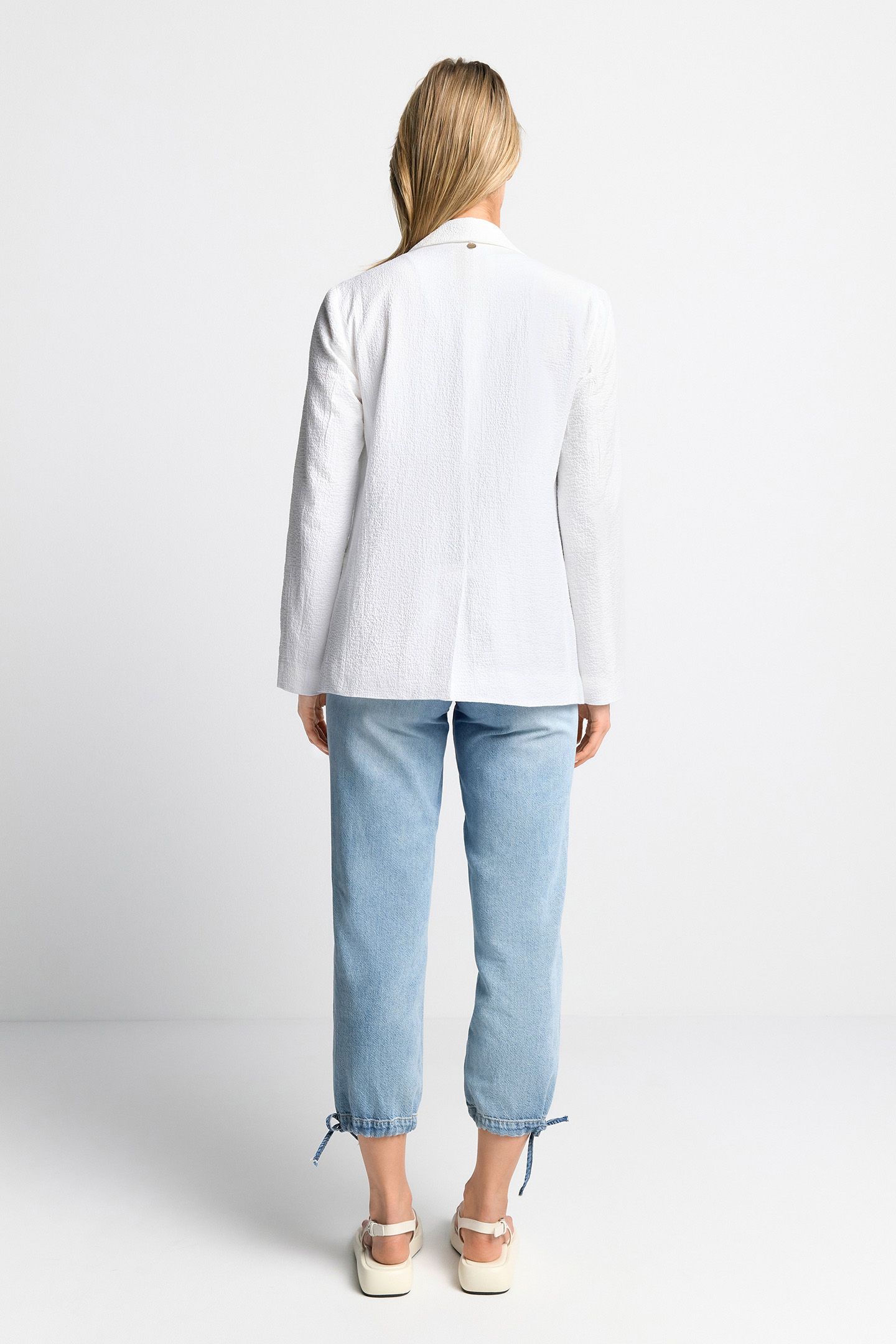 SEERSUCKER DOUBLE BREASTED BLAZER ORGANIC WHITE 3