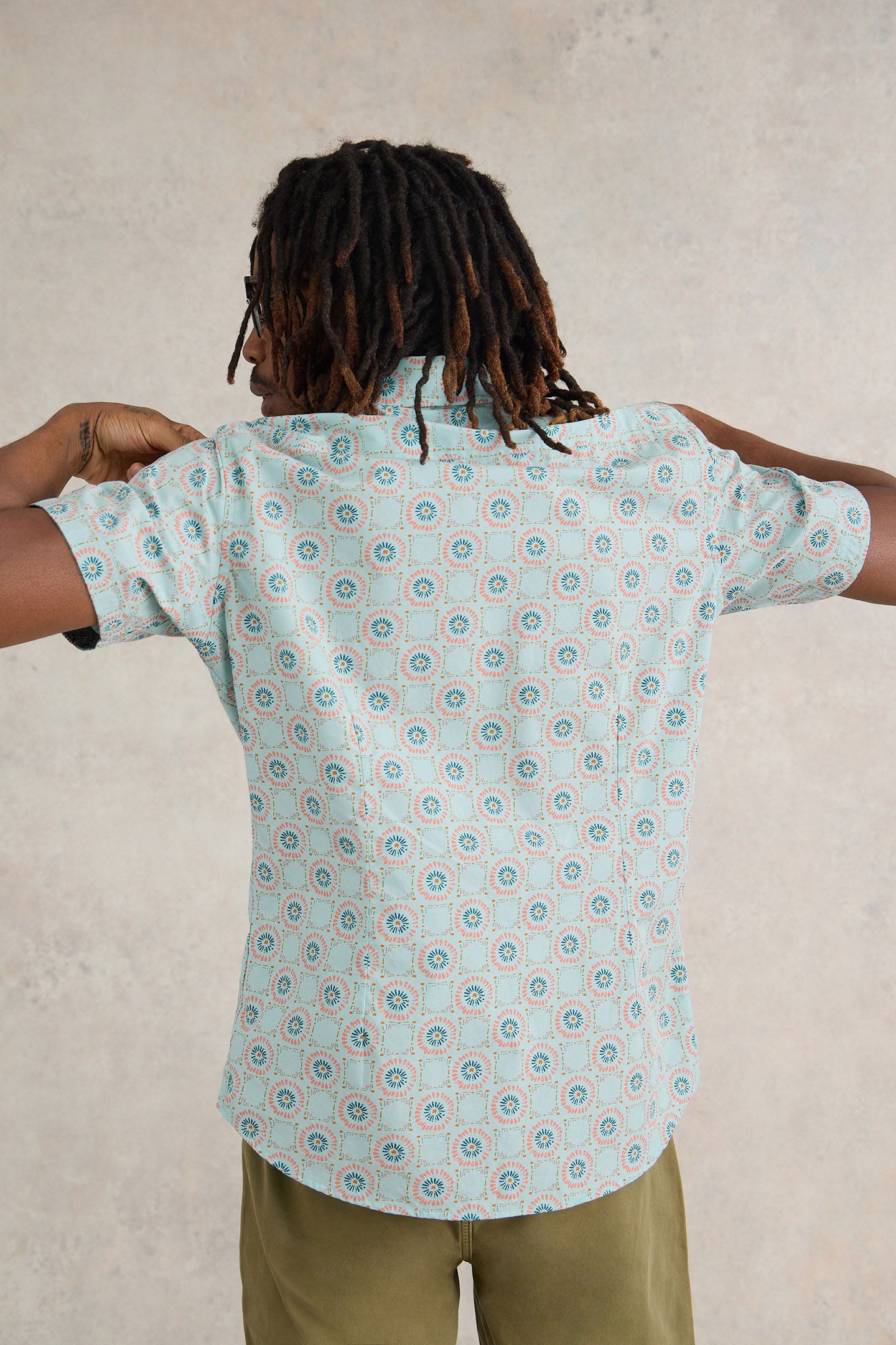 DAISY TILE PRINTED SS SHIRT BLUE PRINT 2
