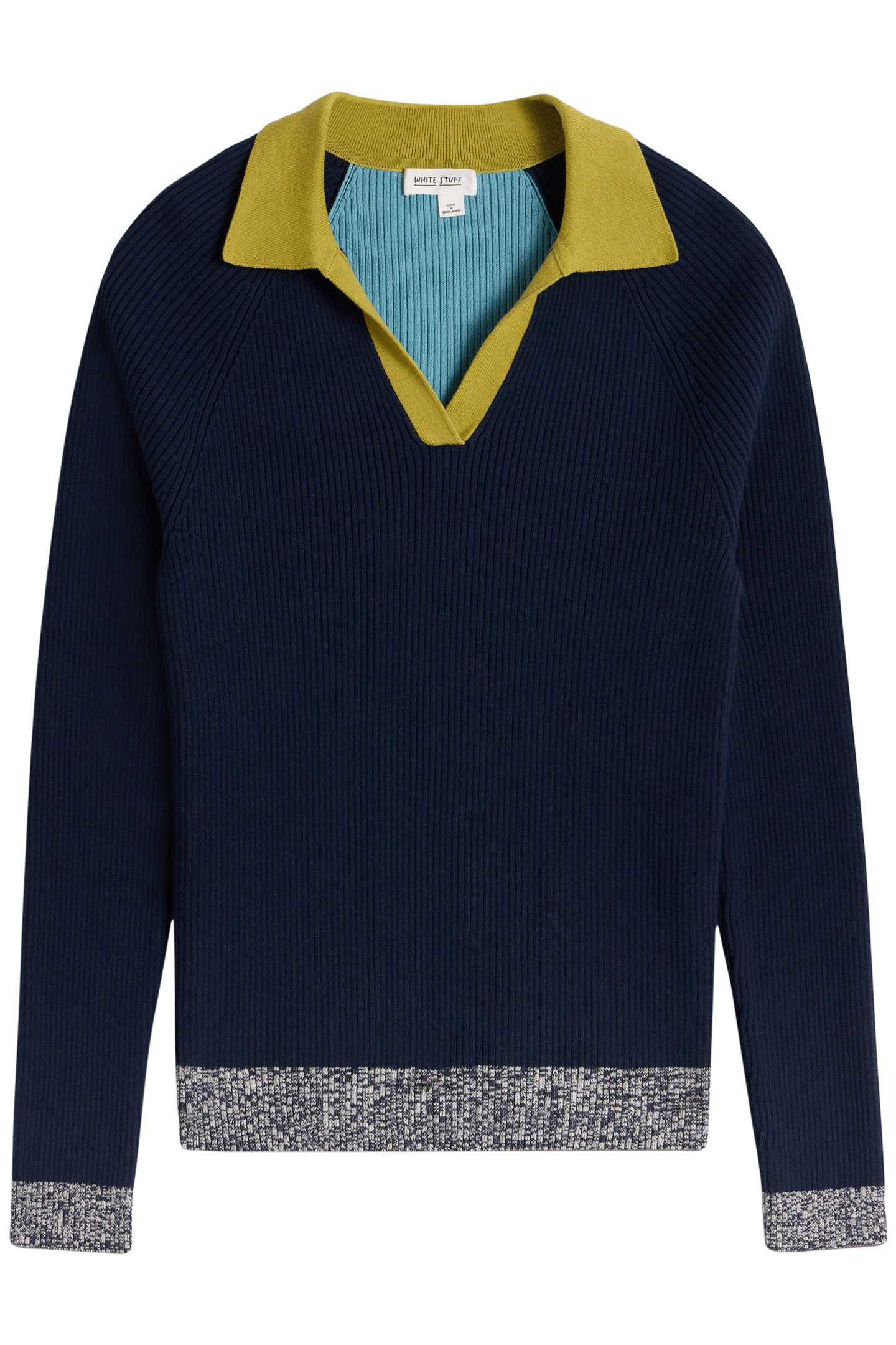 RIB COLLAR JUMPER NAVY MULTI 2