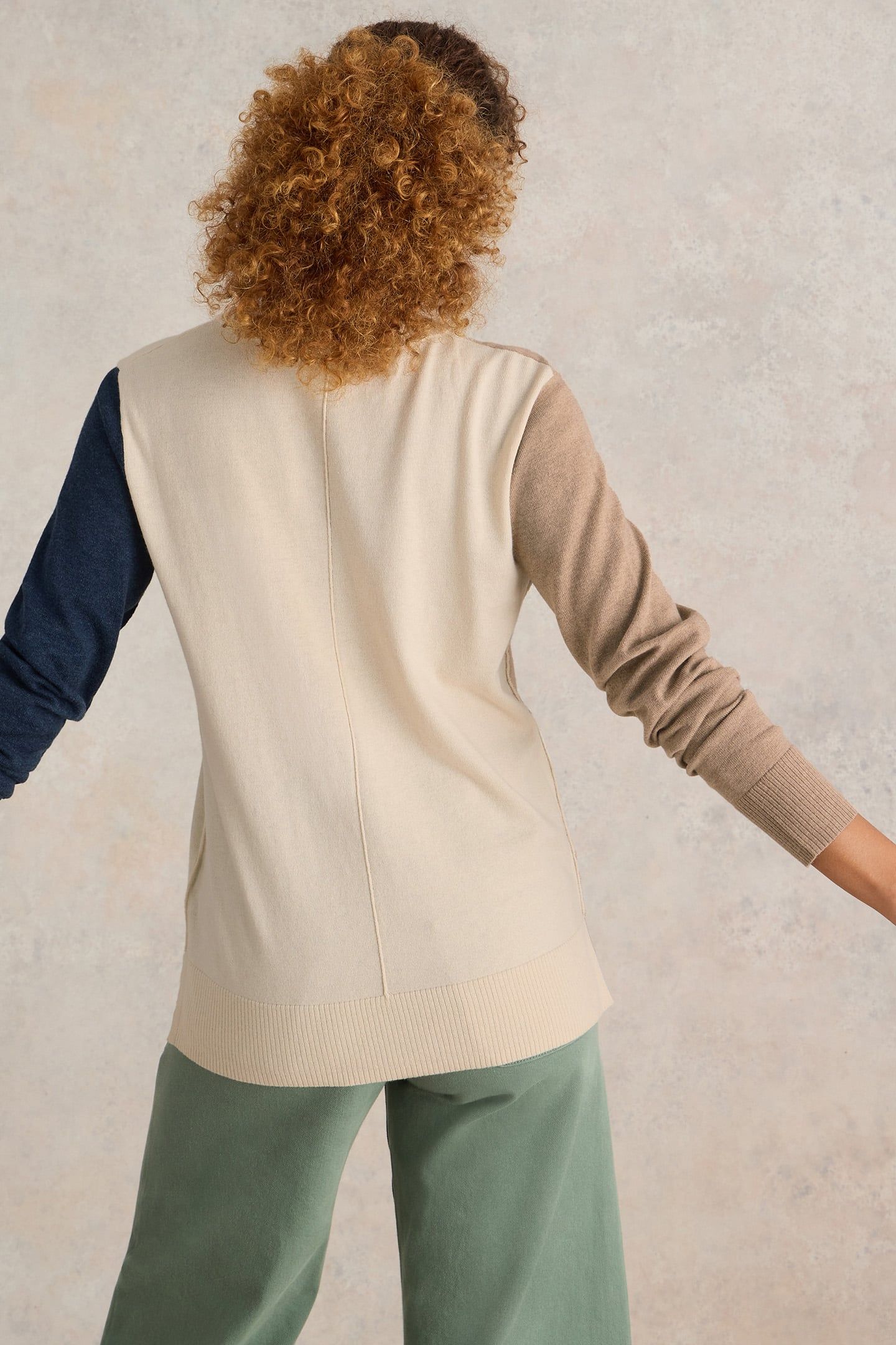 MAGGIE V NECK JUMPER NATURAL MULTI 4