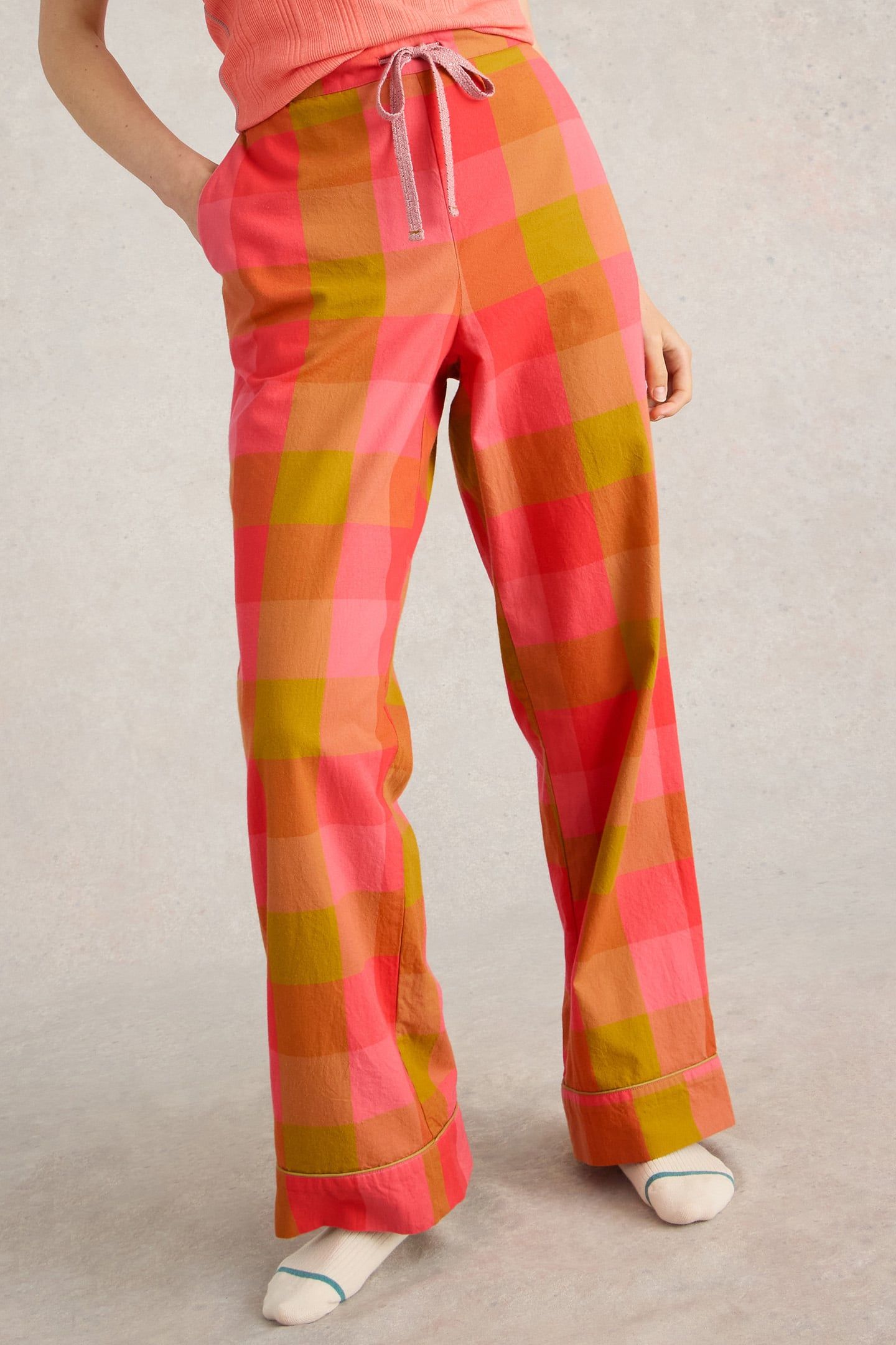 NINA ORGANIC CHECK PJ BOTTOM PINK MULTI 1