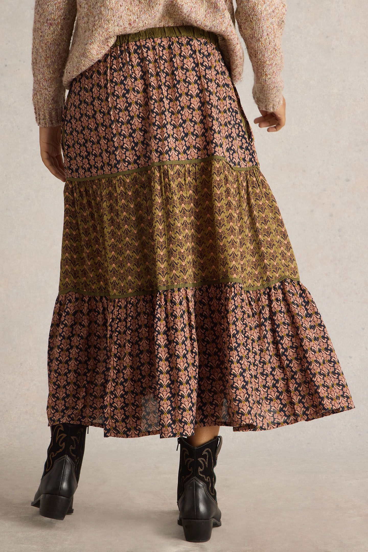 MABEL MIXED PRINT SKIRT BLACK MULTI 2