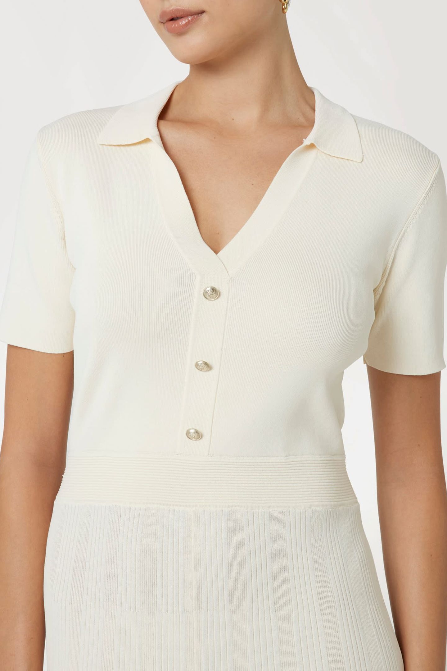 MARCIANO BY GUESS KATRIN SS V COLLAR D EGGSHELL ECRU 5
