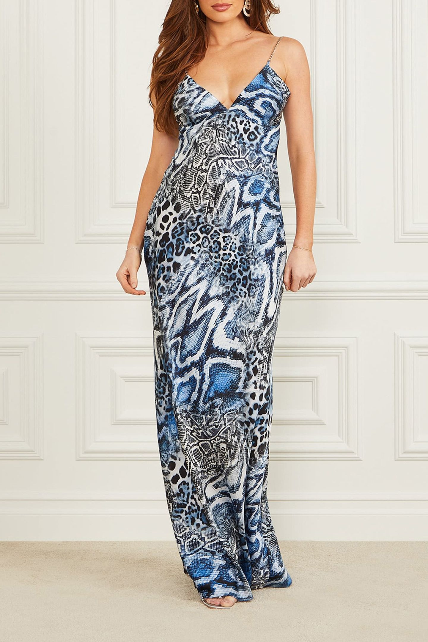 MARCIANO BY GUESS DEBORA LONG DRESS MIDNIGHT SNAKE 4