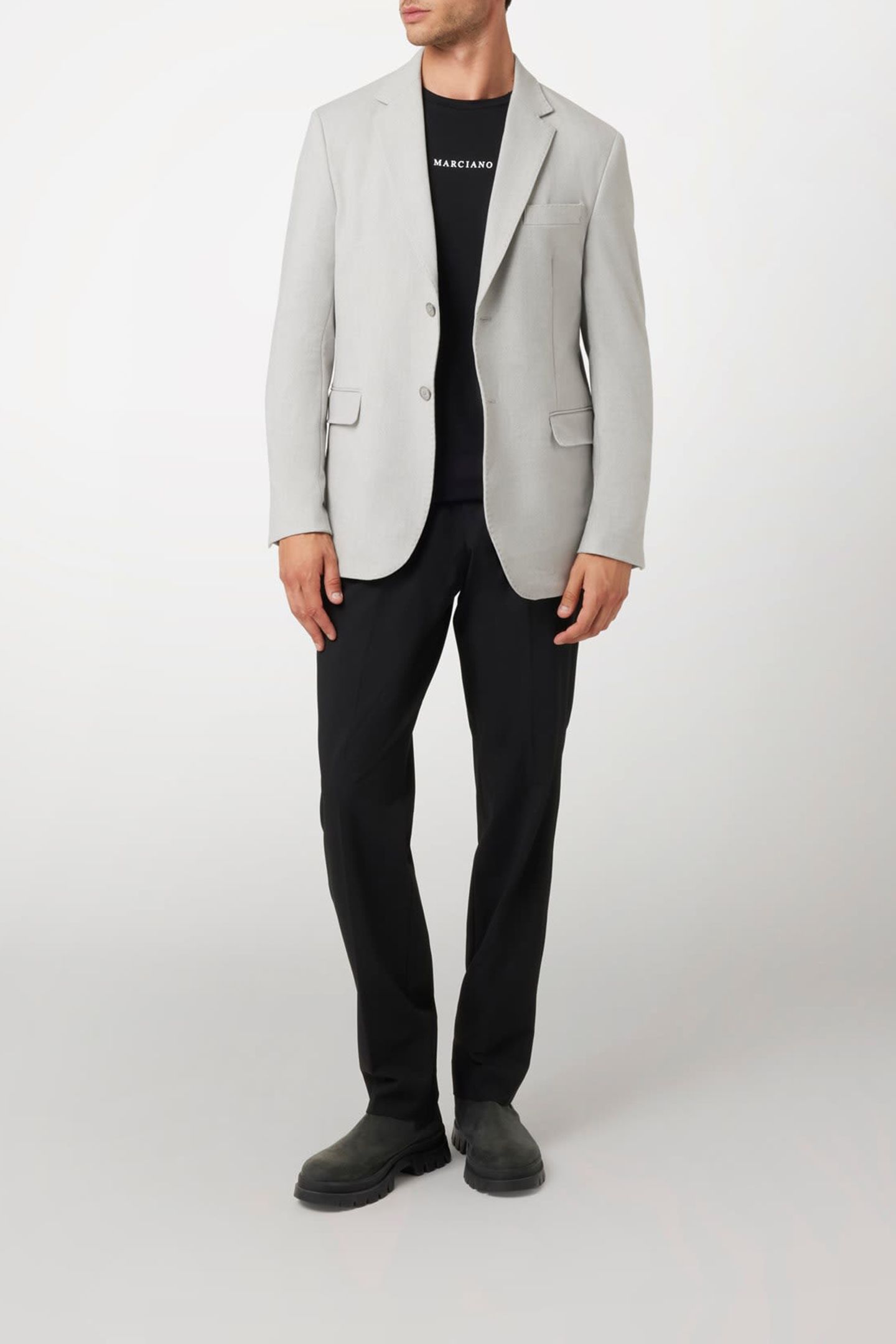 MARCIANO BY GUESS SEAN 2B NOTCH BLAZER GREY HERRINGBONE 3
