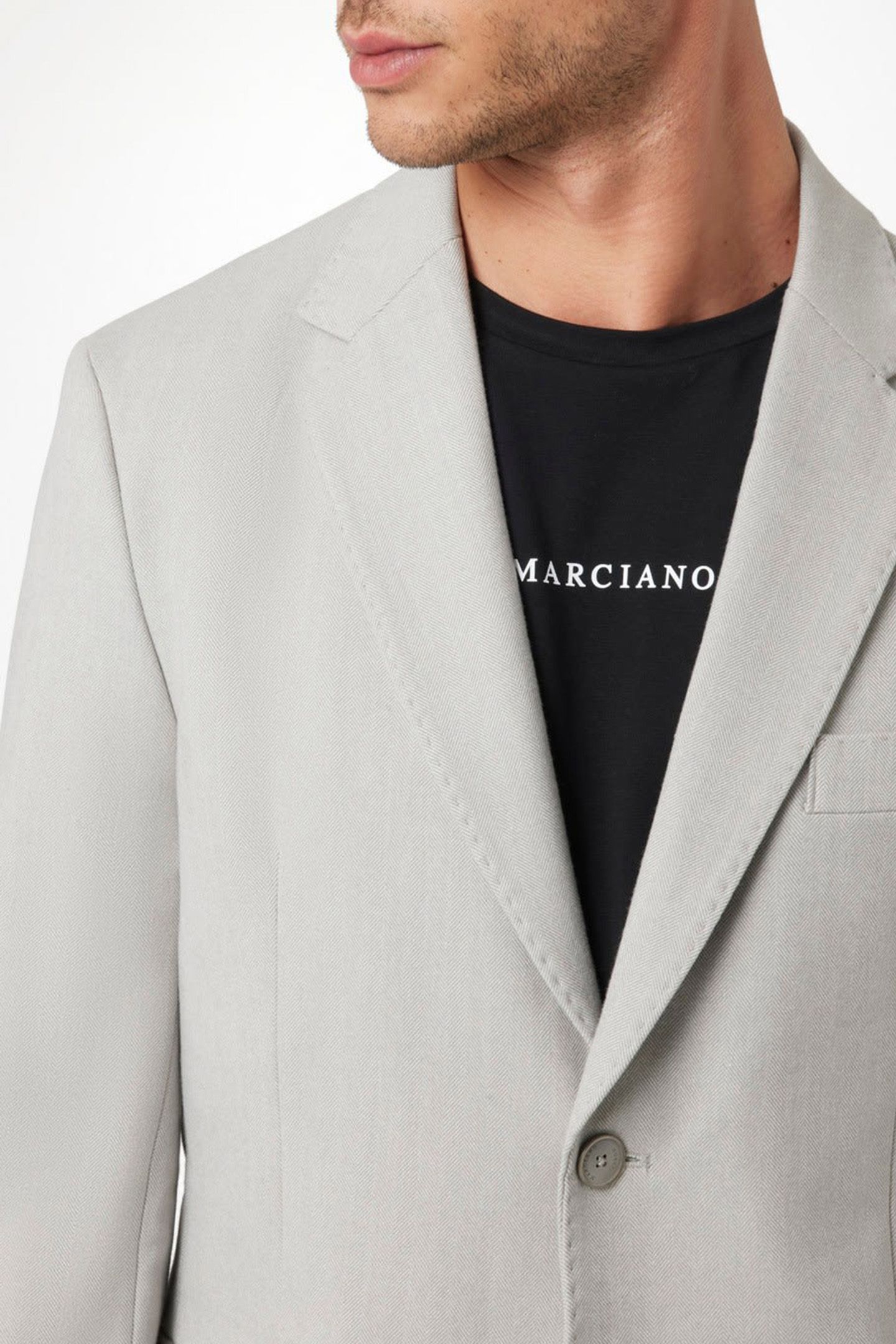MARCIANO BY GUESS SEAN 2B NOTCH BLAZER GREY HERRINGBONE 5