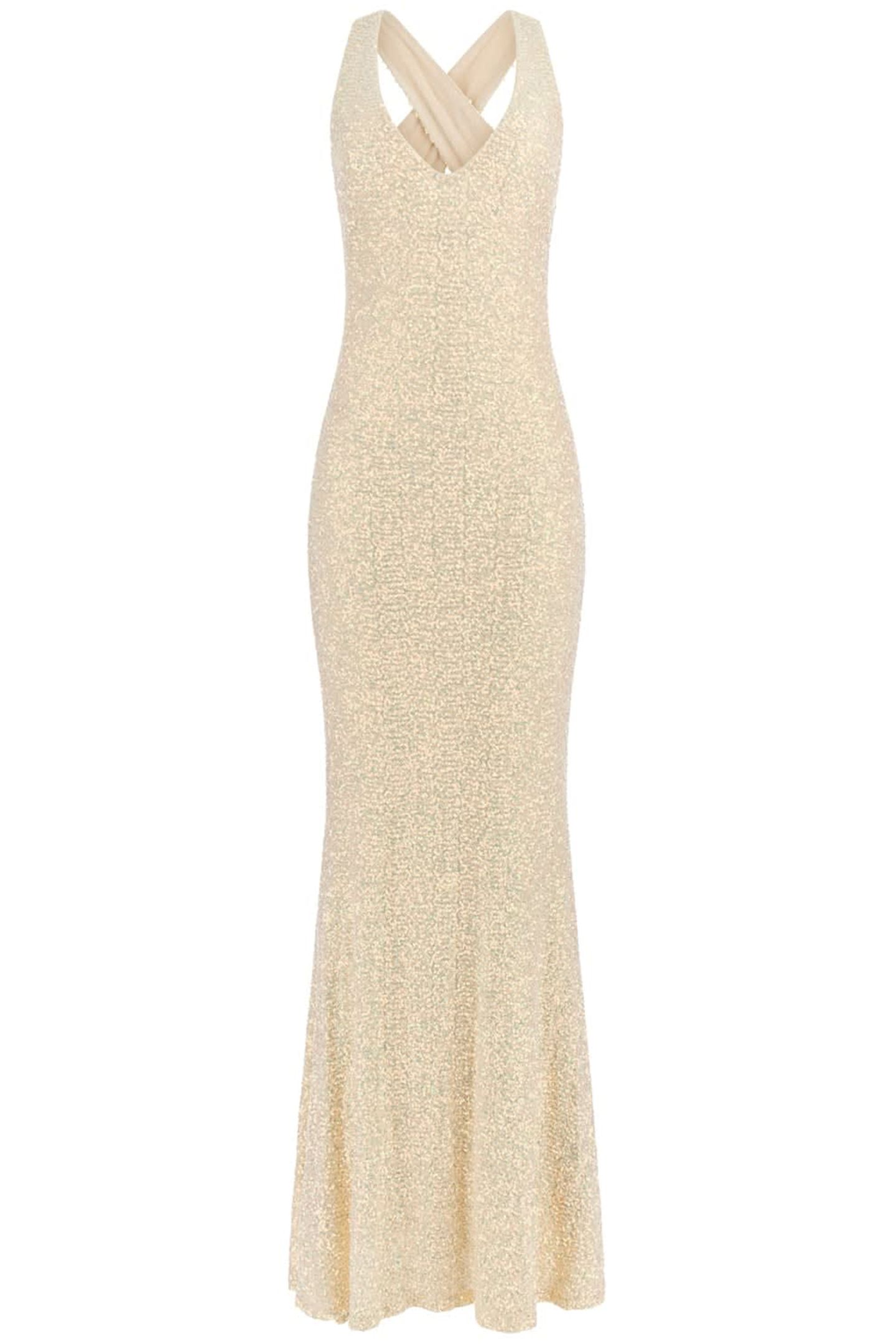 MARCIANO BY GUESS MELDON GOWN PALE PEARL MULTI 3