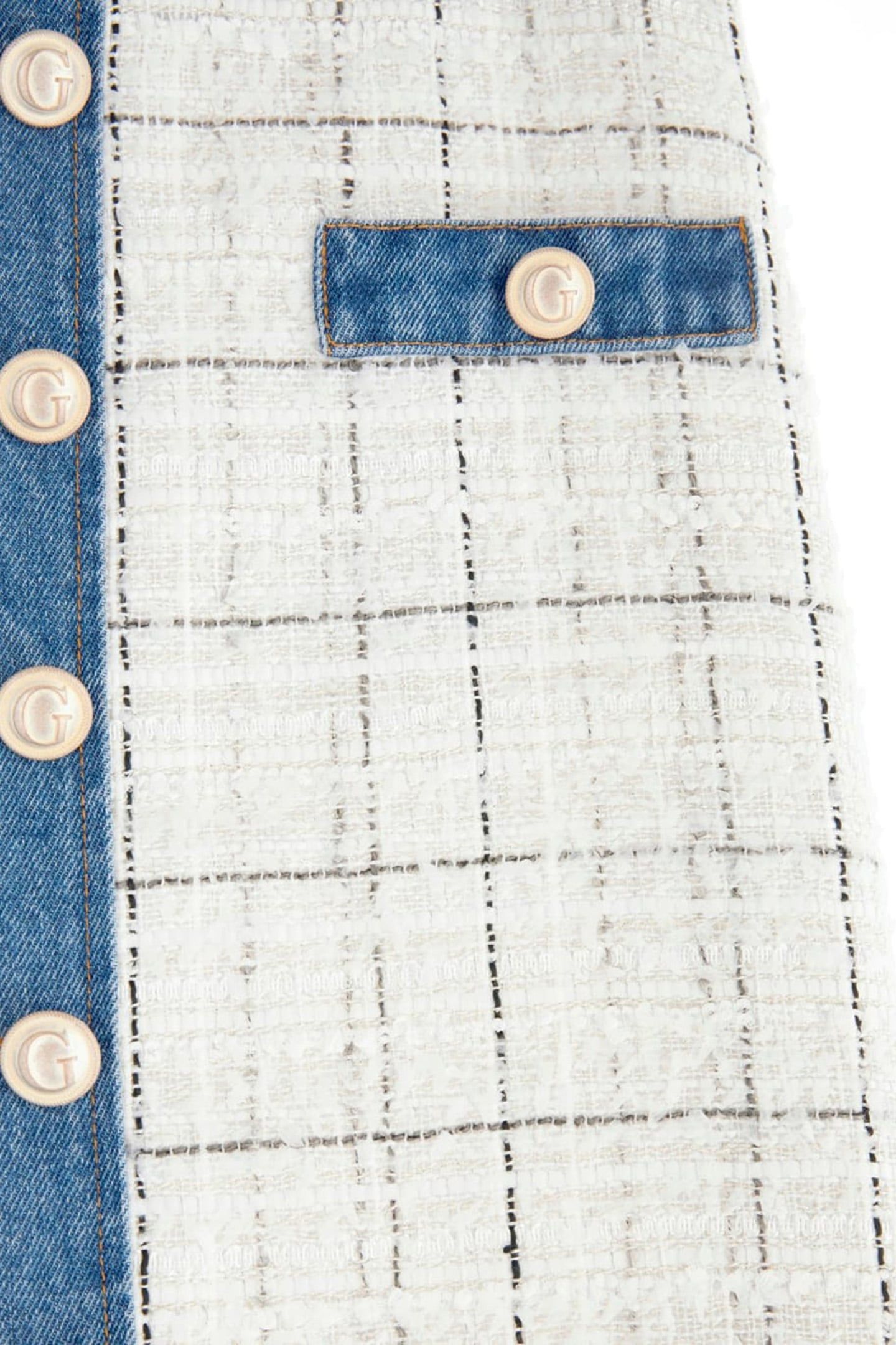 GUESS ECO NATALIE SKIRT CHECK TWEED WHITE CO 8