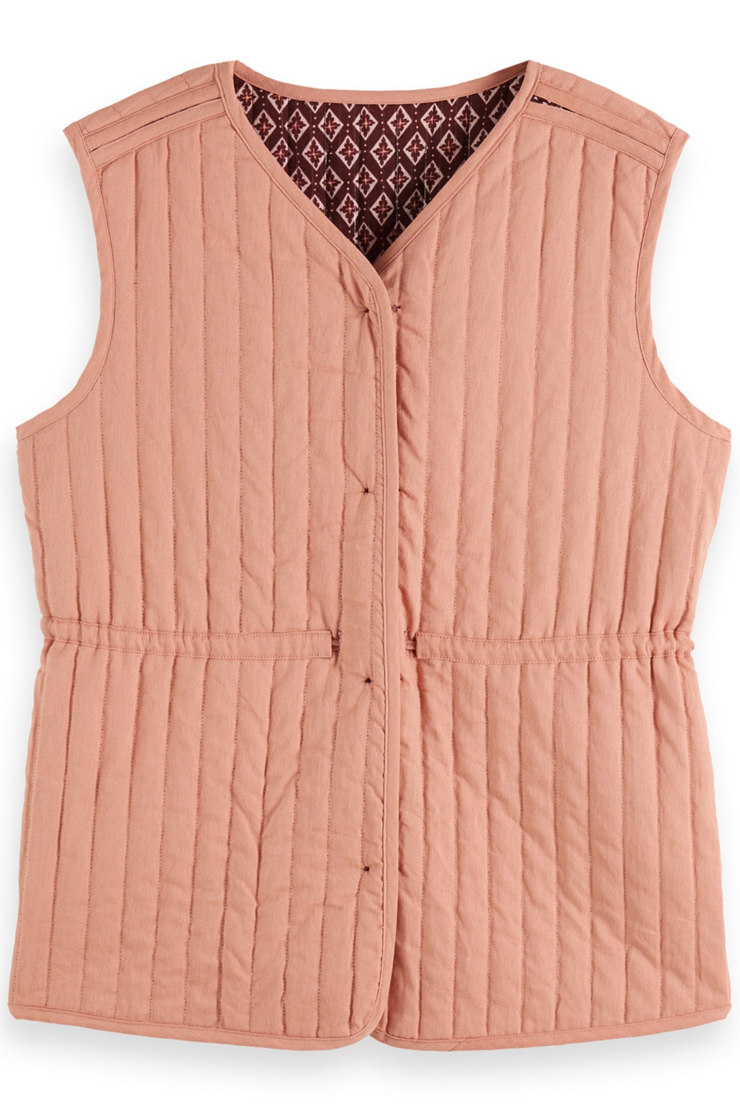 BLOCK PRINT GILET GEO FLOWER BORDEAUX 3