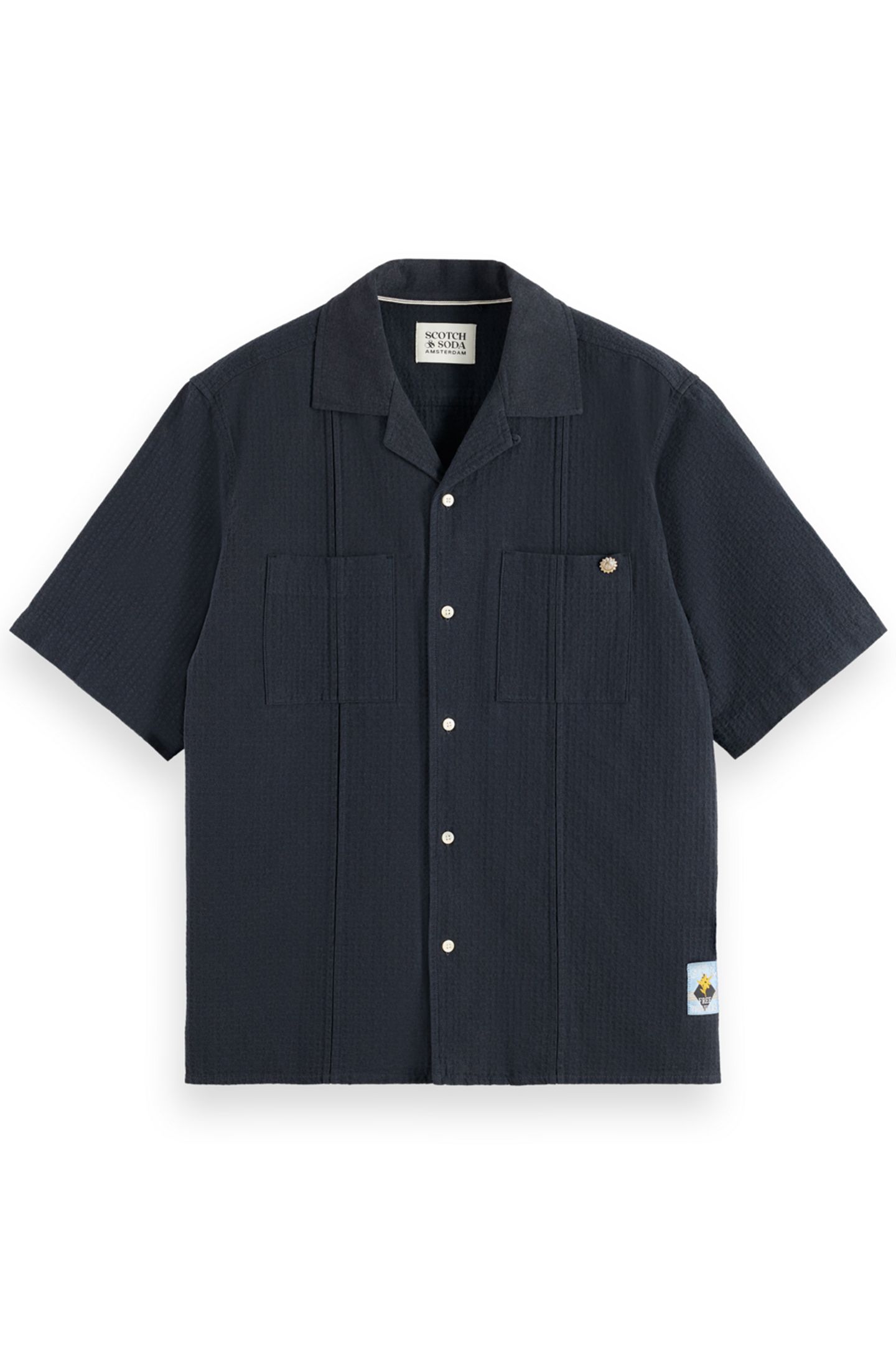 RELAXED FIT STRUCTURED DOBBY SHIRT BLACK 4