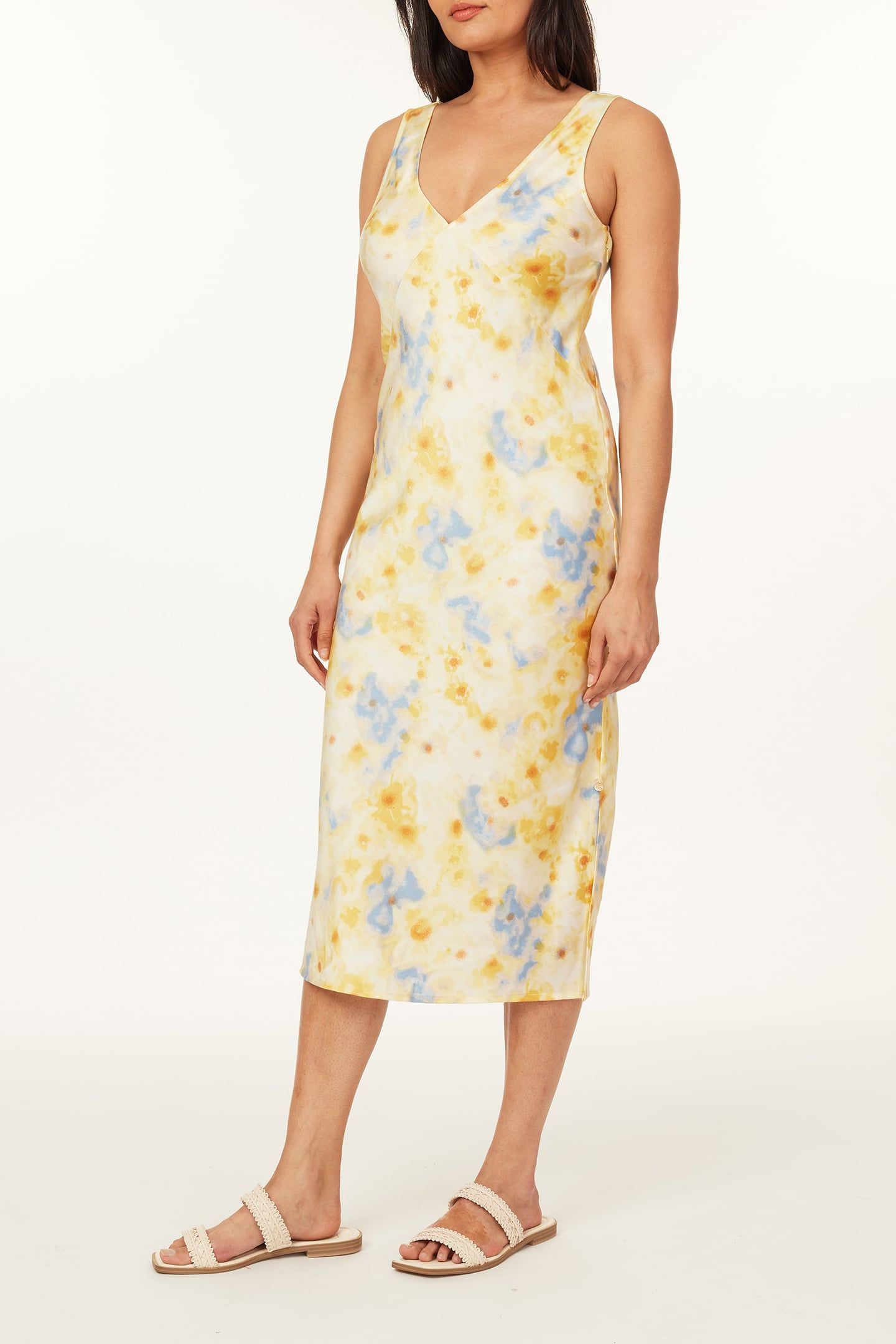 BIAS SLIP DRESS ABSTRACT SKY DAISY 5