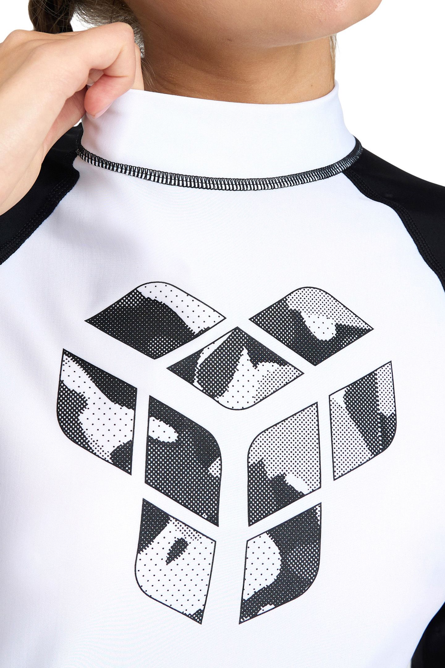 WOMEN'S ARENA RASH VEST S/S GRAPHIC WHITE-BLACK 4