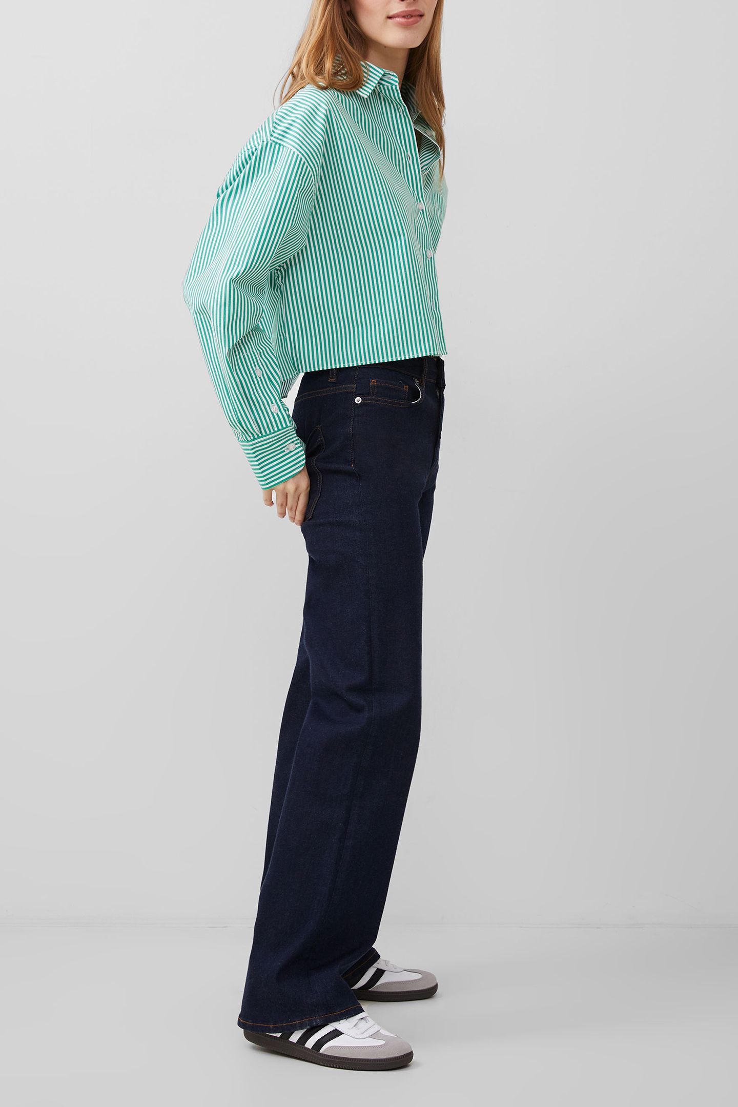ALISSA STRIPE CROPPED SHIRT JELLY BEAN/WHITE 3