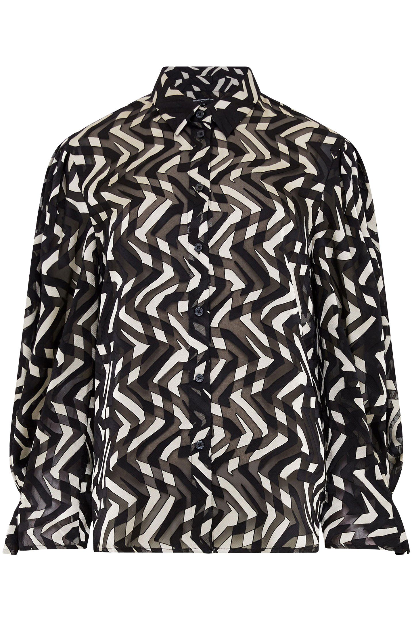 DIANDRA SATIN BURNOUT TOP BLACK/CREAM 3