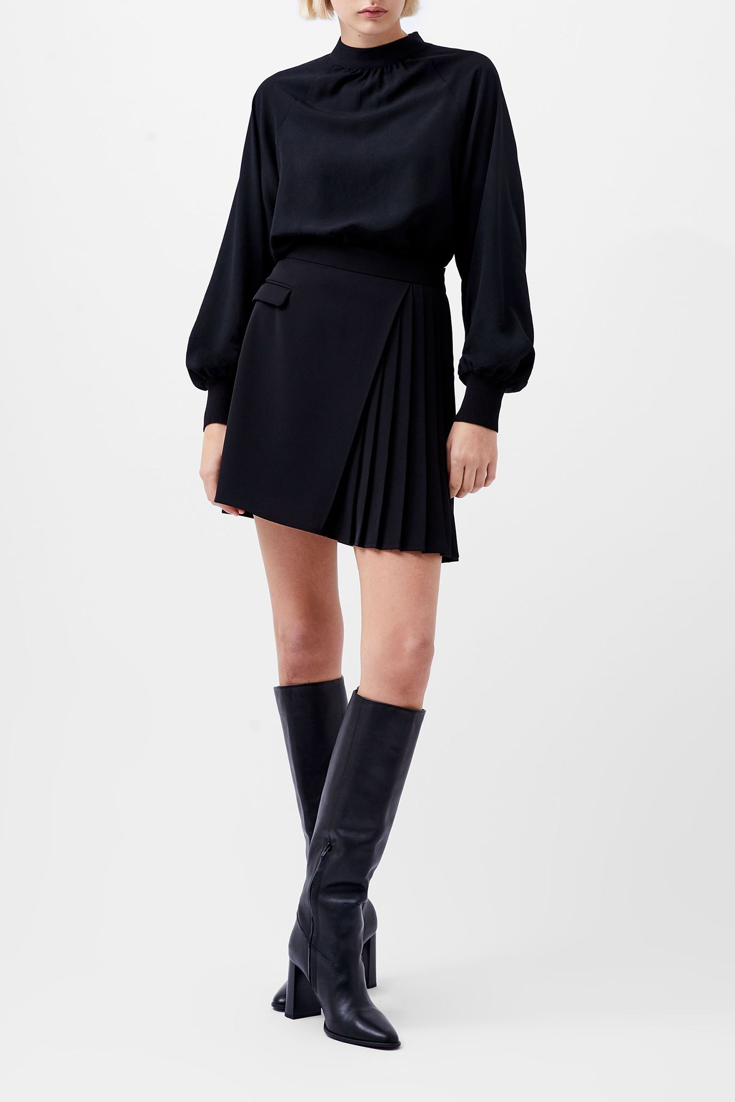 HARRIE SUITING PLEATED SKIRT BLACKOUT 2