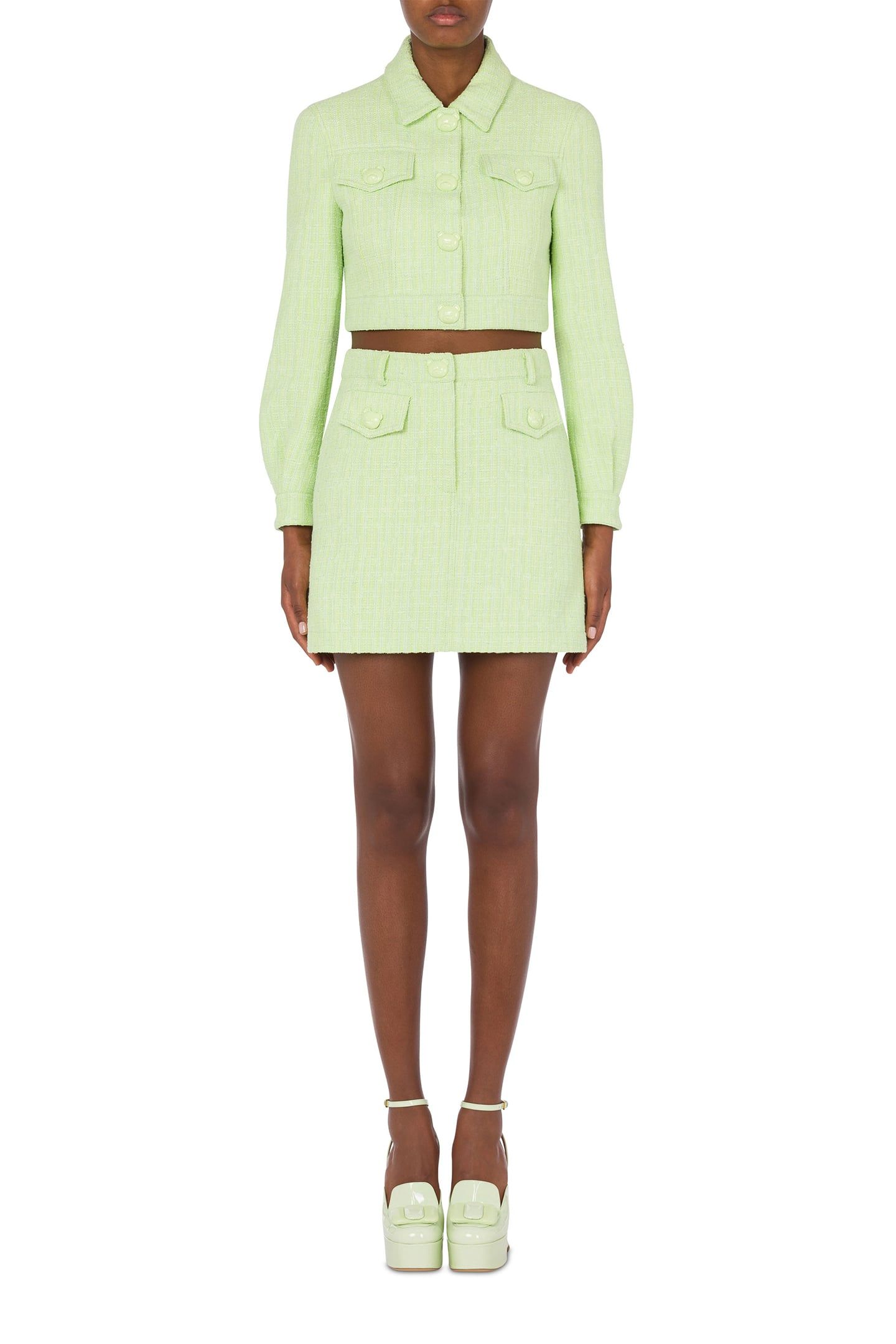 TEDDY BUTTONS TWEED CROPPED JACKET WHITE 1