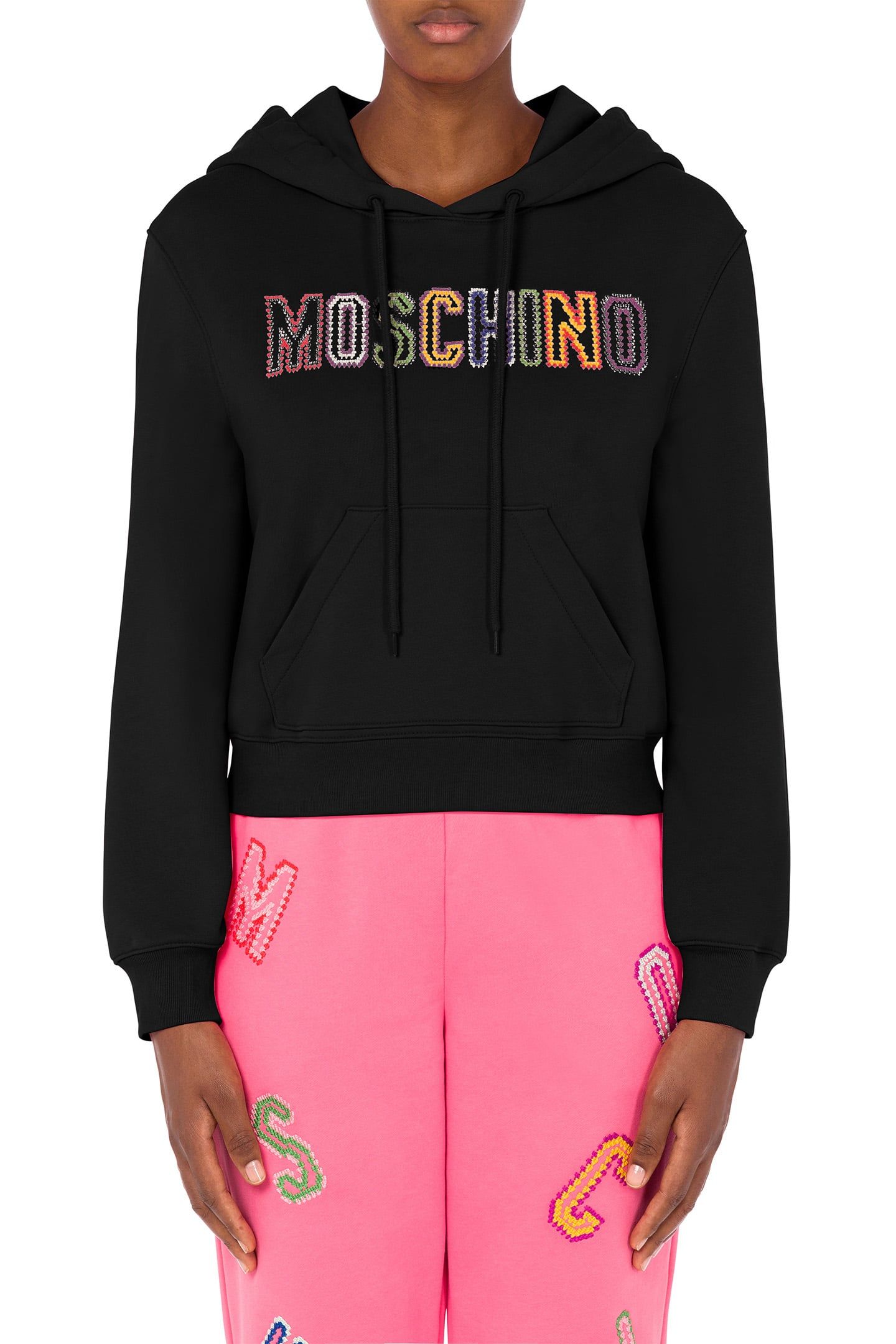 CROCHET LOGO ORGANIC COTTON SWEATSHIRT BLACK 1