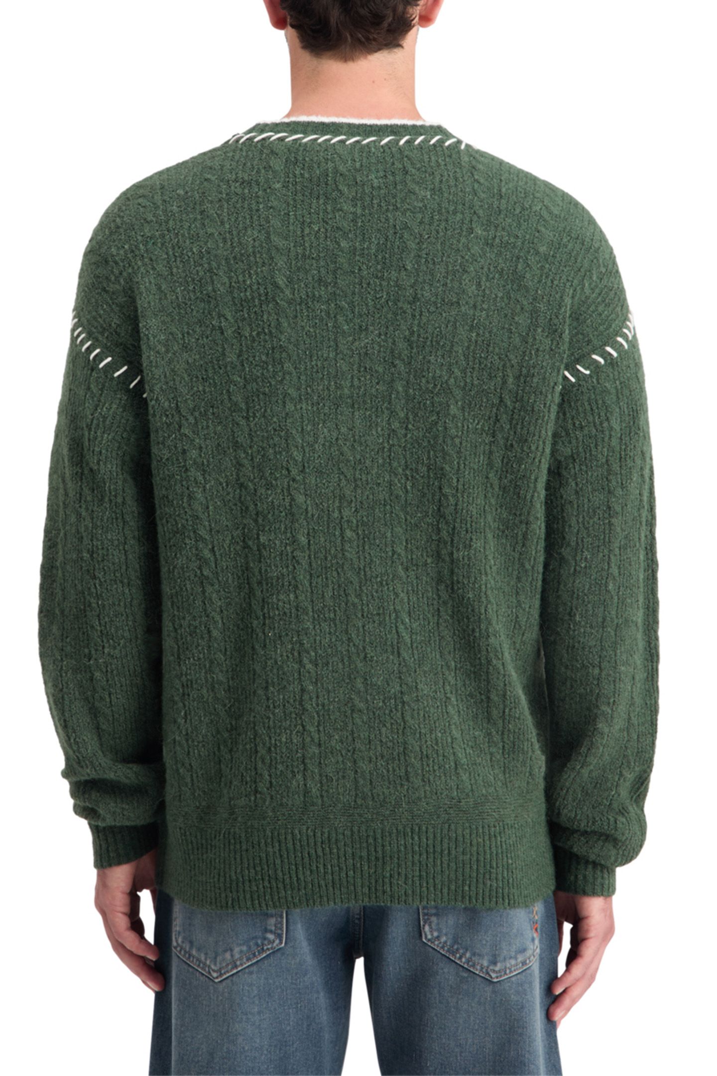 ALPACA DROPPED SHOULDER CARDIGAN PINE GREEN 2