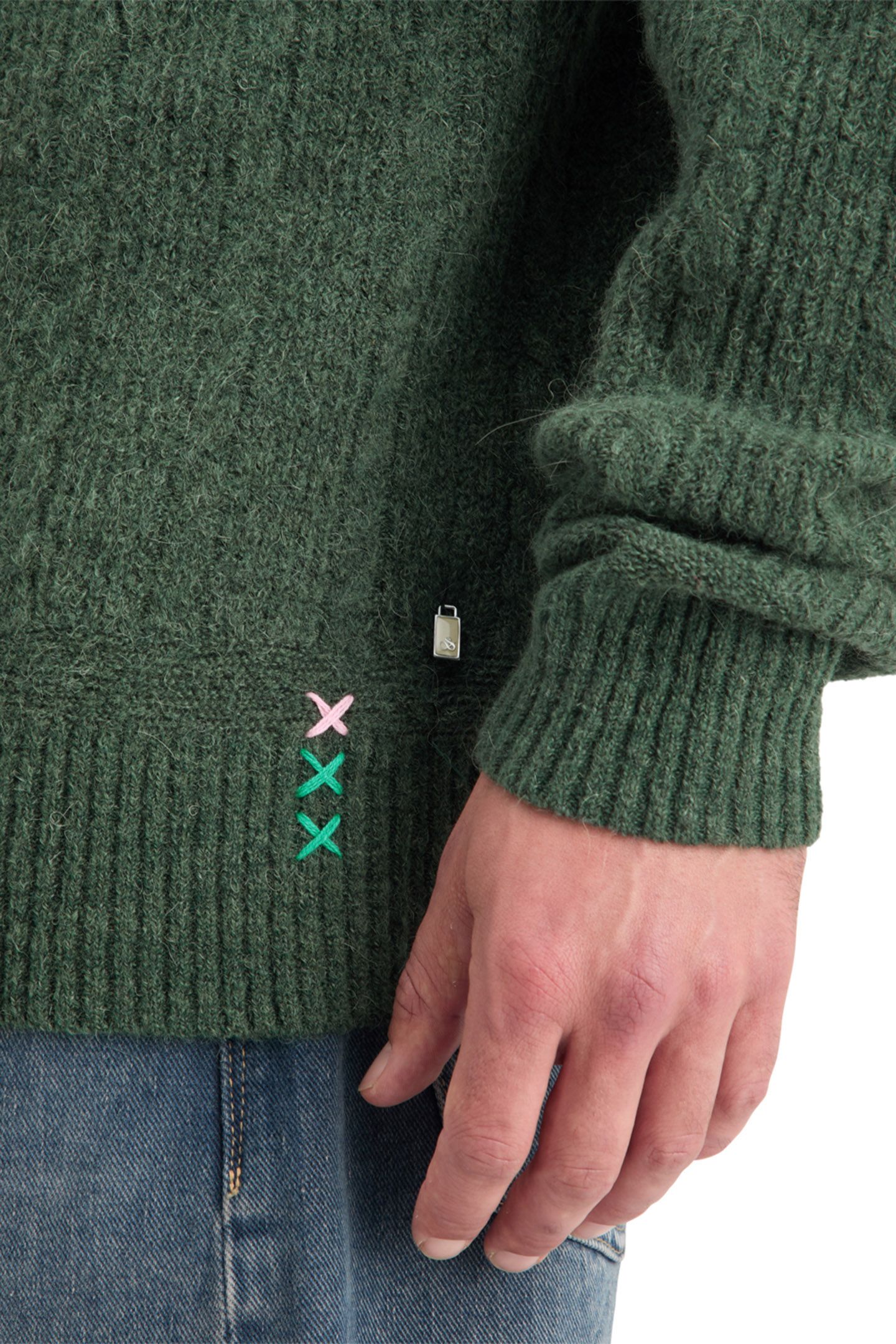 ALPACA DROPPED SHOULDER CARDIGAN PINE GREEN 7