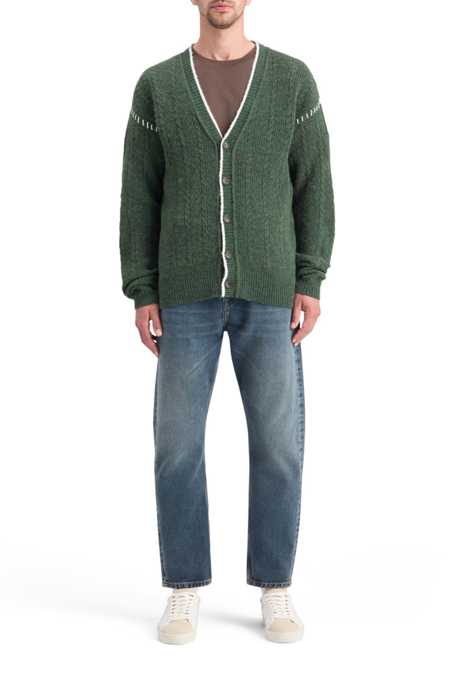 ALPACA DROPPED SHOULDER CARDIGAN PINE GREEN 3