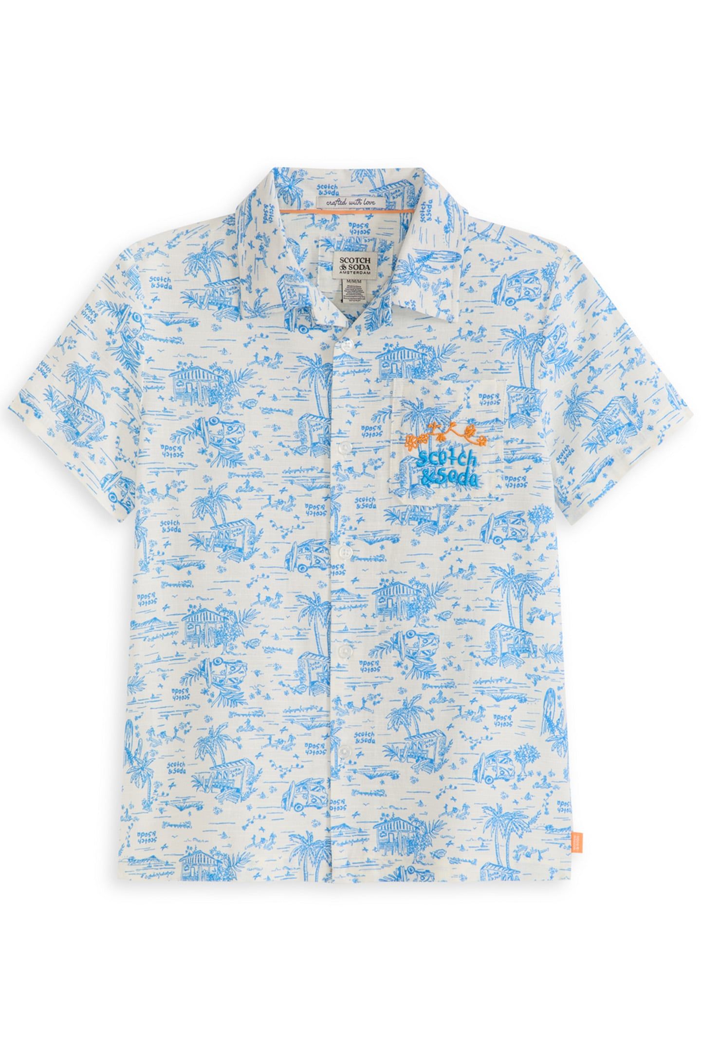 BOYS S&S PRINTED CAMP SHIRT NATURAL 1