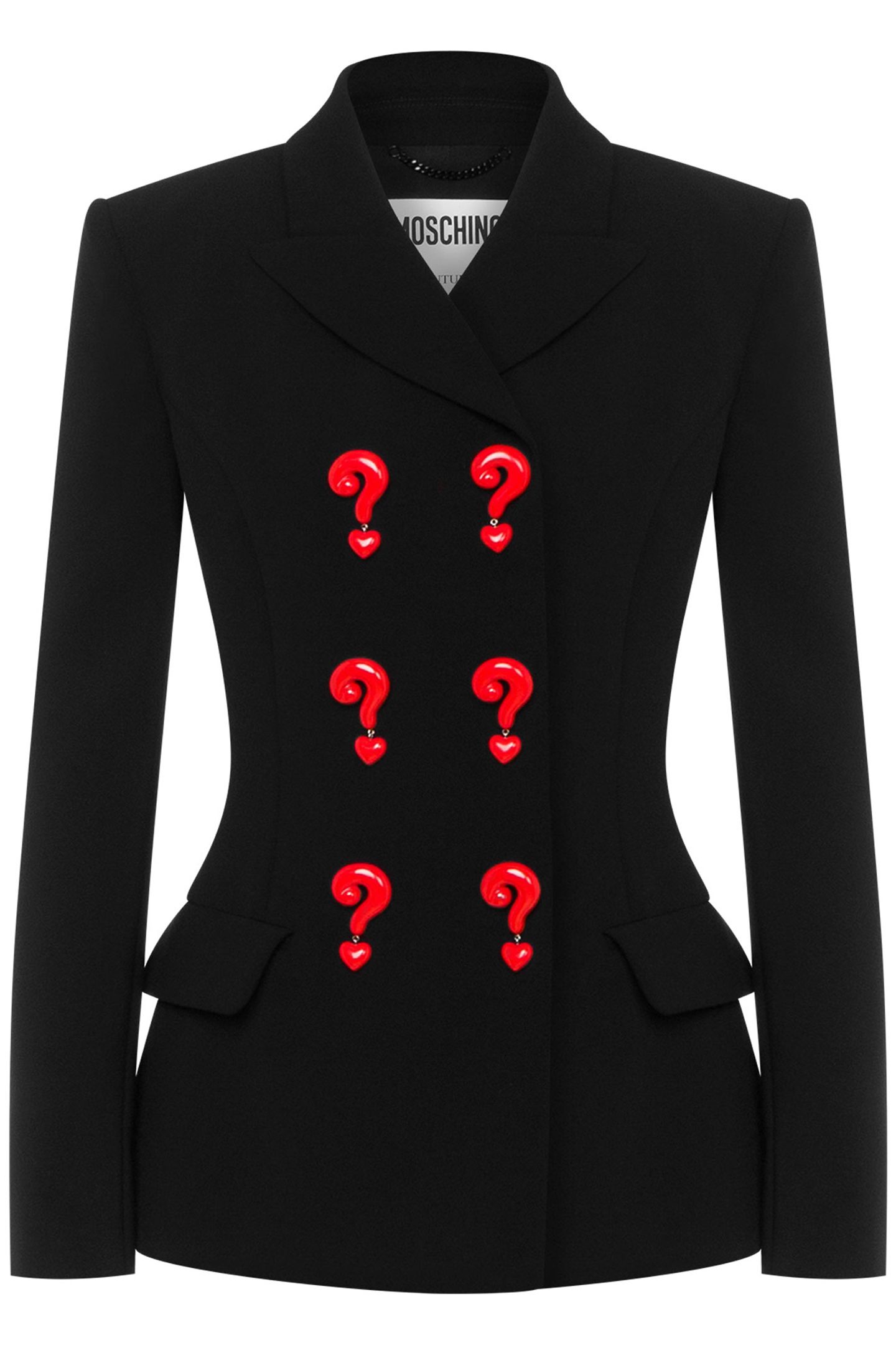 RED QUESTION MARKS CREPE JACKET BLACK 3