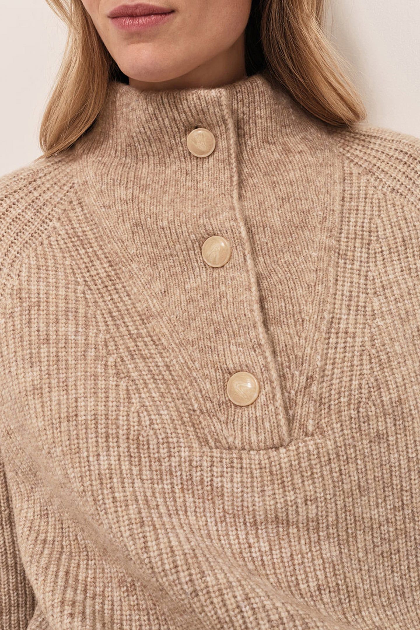 TRINITE - KNITTED SANDCASTLE JUMPER WITH BUTTONED TRUCKER NE 6