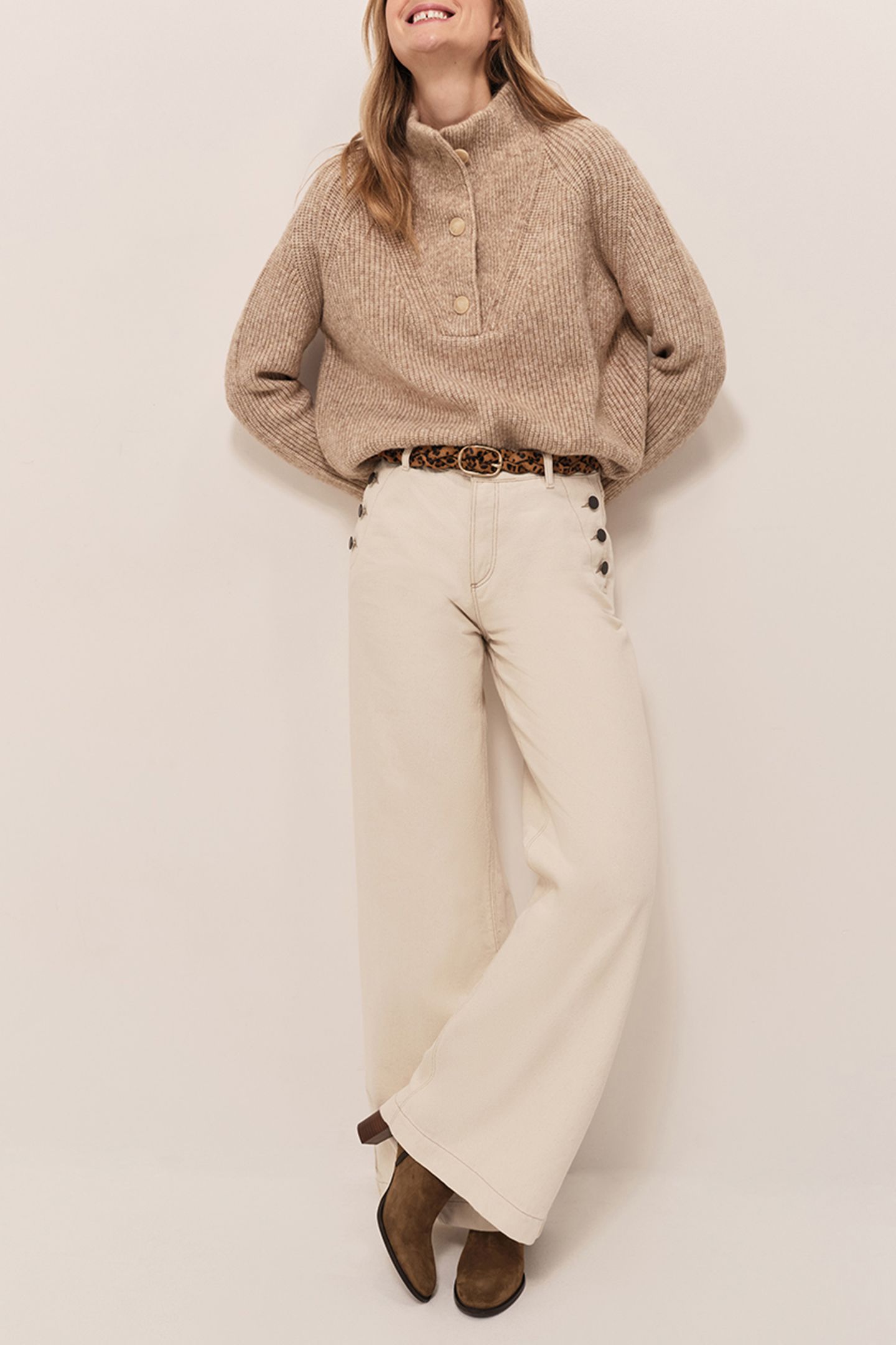 TRINITE - KNITTED SANDCASTLE JUMPER WITH BUTTONED TRUCKER NE 4