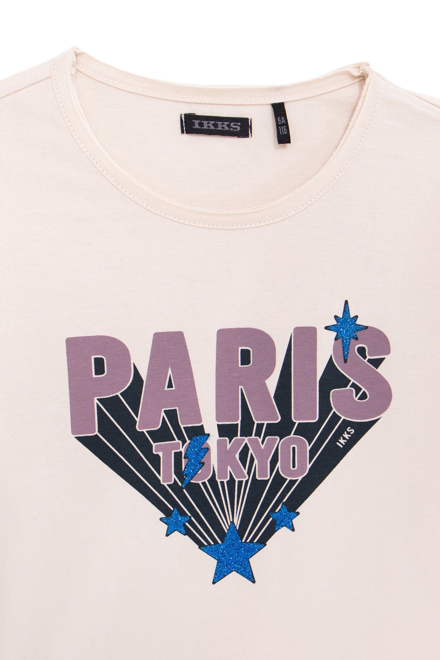 GIRL'S ECRU MESSAGE T-SHIRT WITH GLITTER STARS 5