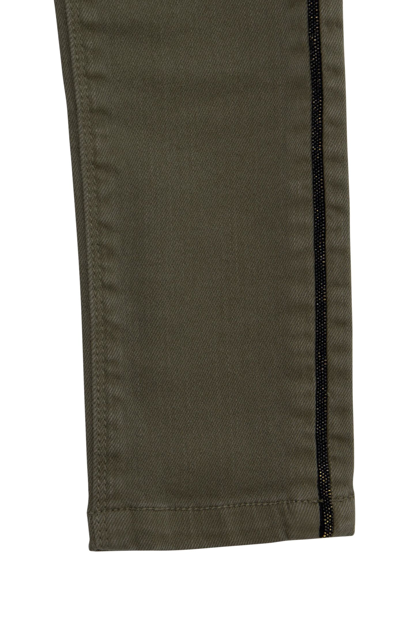 GIRL'S UPCYCLED SLIM KHAKI JEWEL-BRAIDED JEANS 6