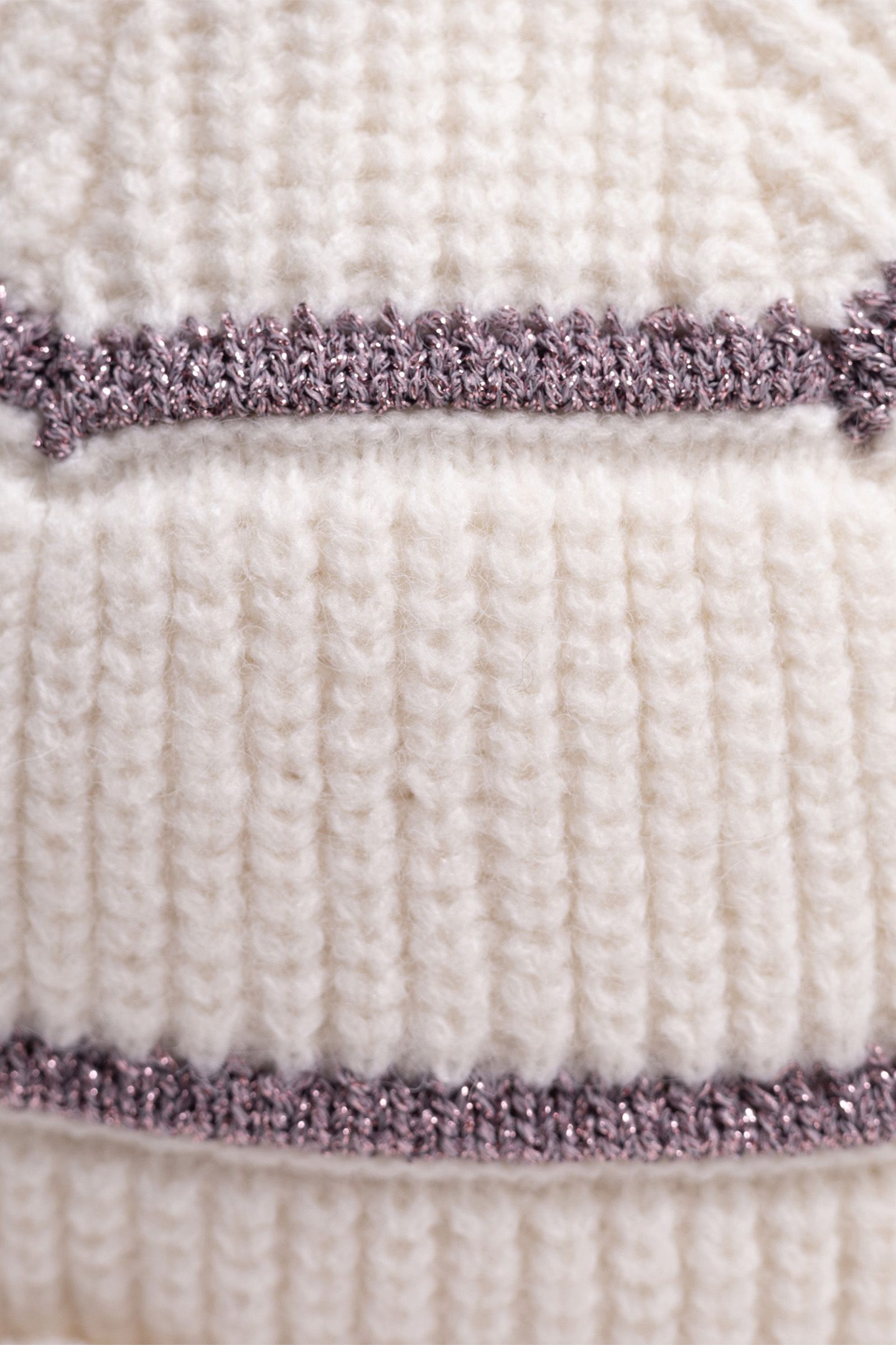 GIRL'S ECRU LUREX STRIPED KNITTED HAT 5