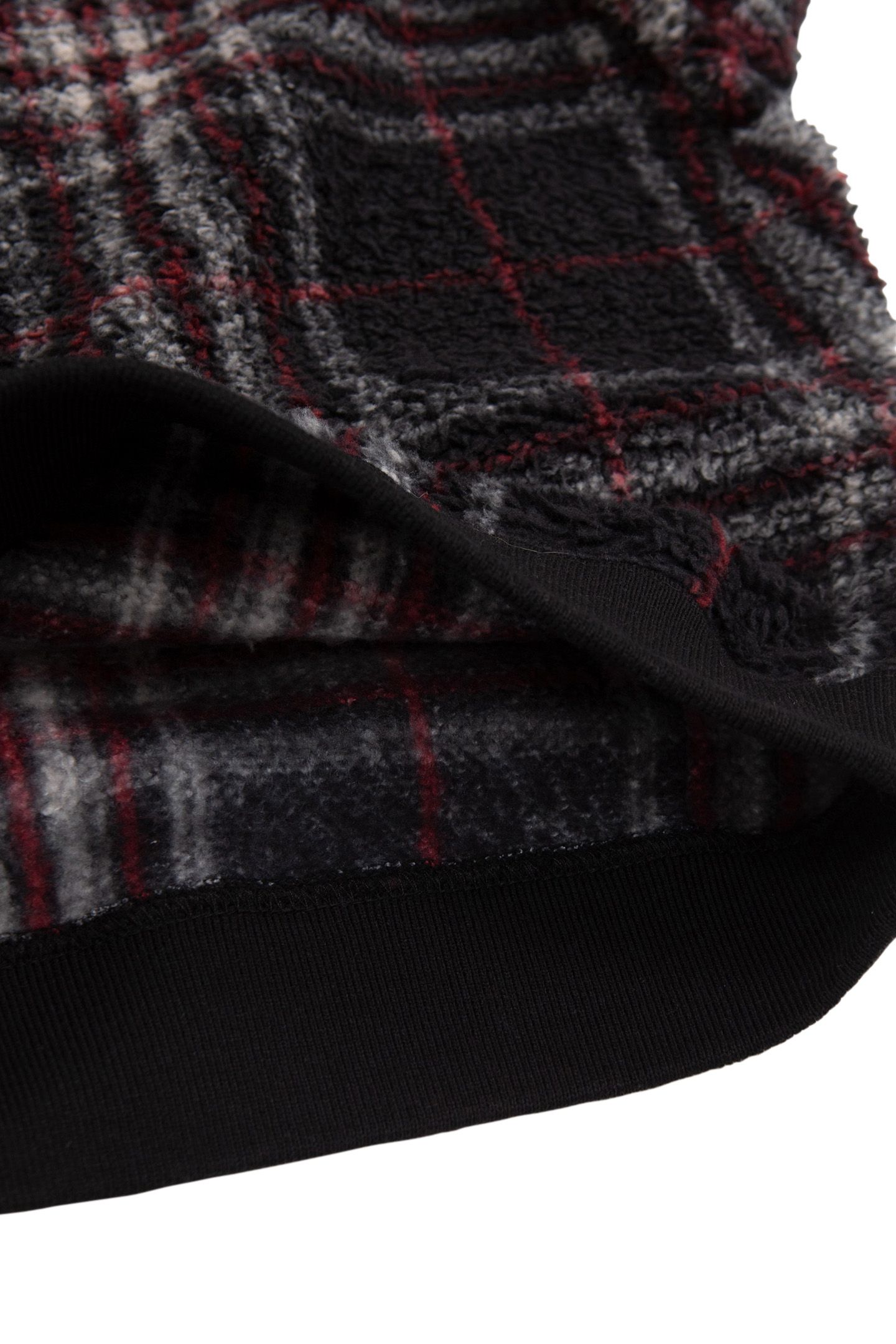 BOY'S BLACK RECYCLED SHERPA PLAID SWEATSHIRT 6