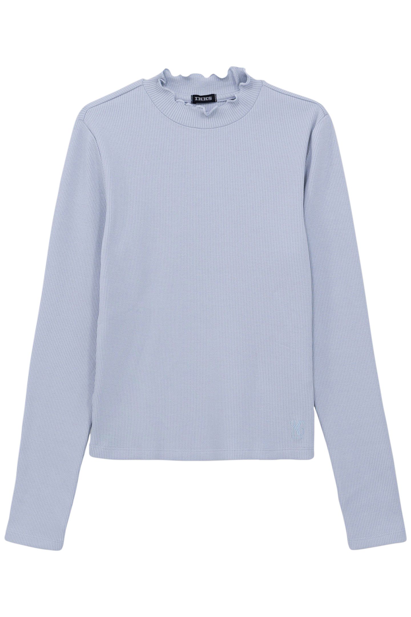 GIRLS' SKY-BLUE RIB-KNIT T-SHIRT 1