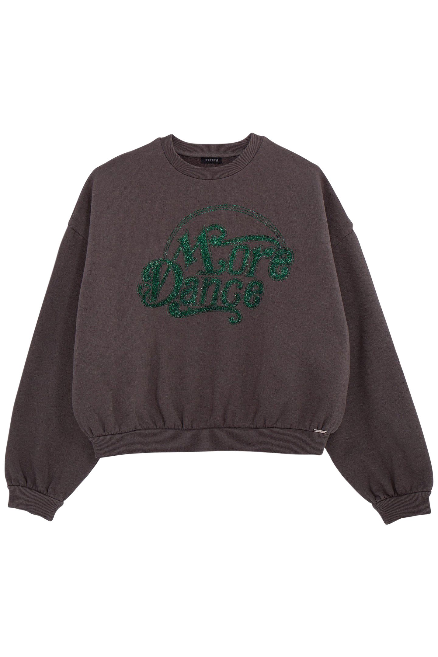 GIRL'S GRAY MESSAGE GREEN GLITTER SWEATSHIRT 1