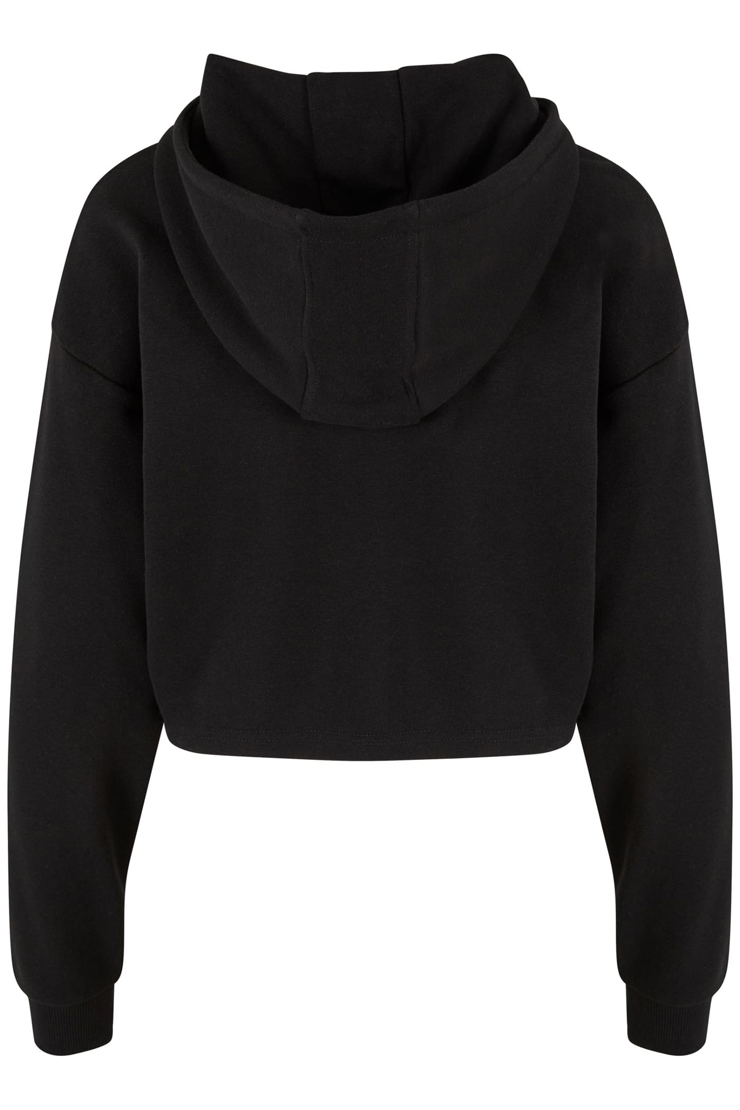 LADIES OVERSIZED CROPPED LIGHT TERRY HOODIE BLACK 2