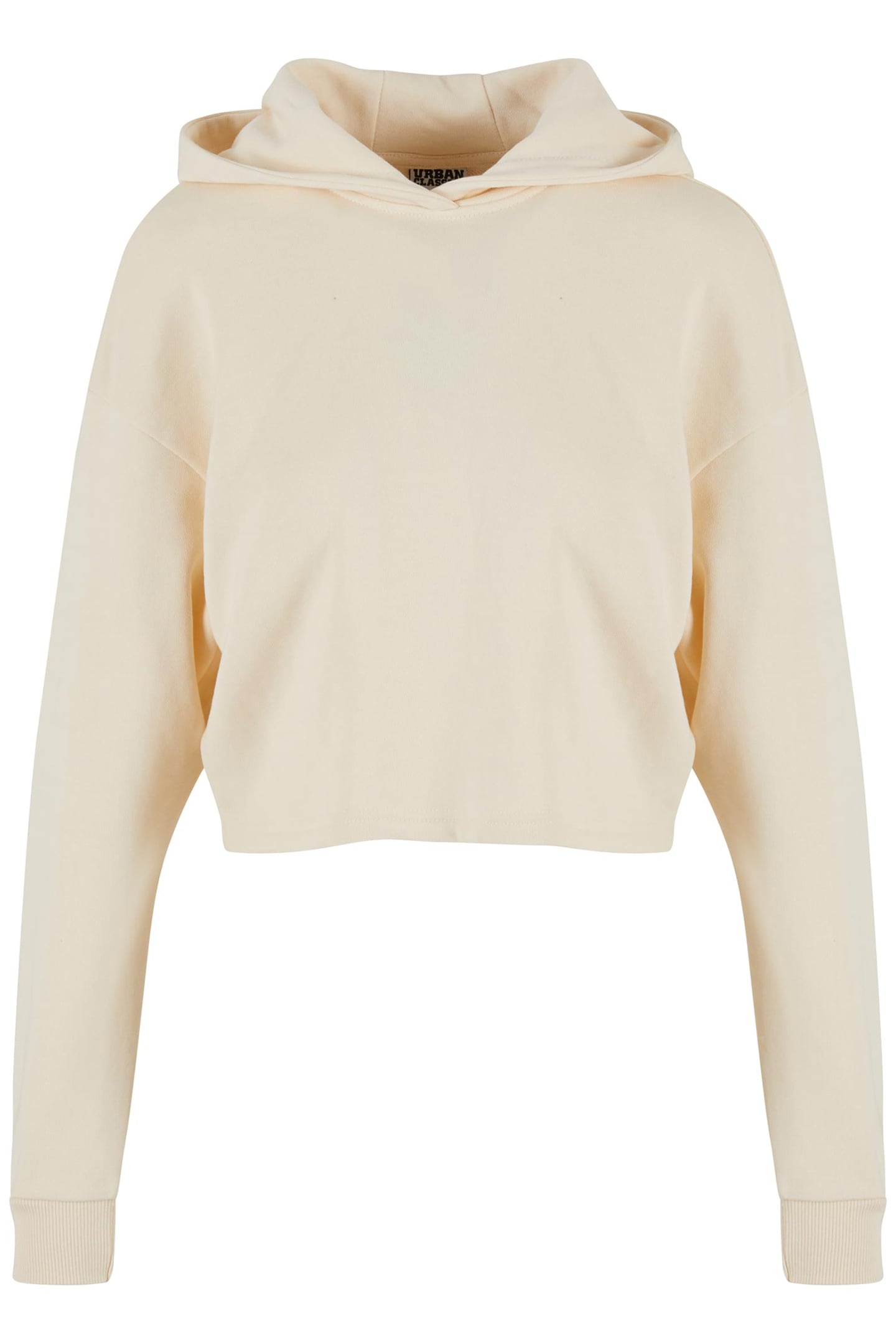 LADIES OVERSIZED CROPPED LIGHT TERRY HOODIE WHITESAND 1