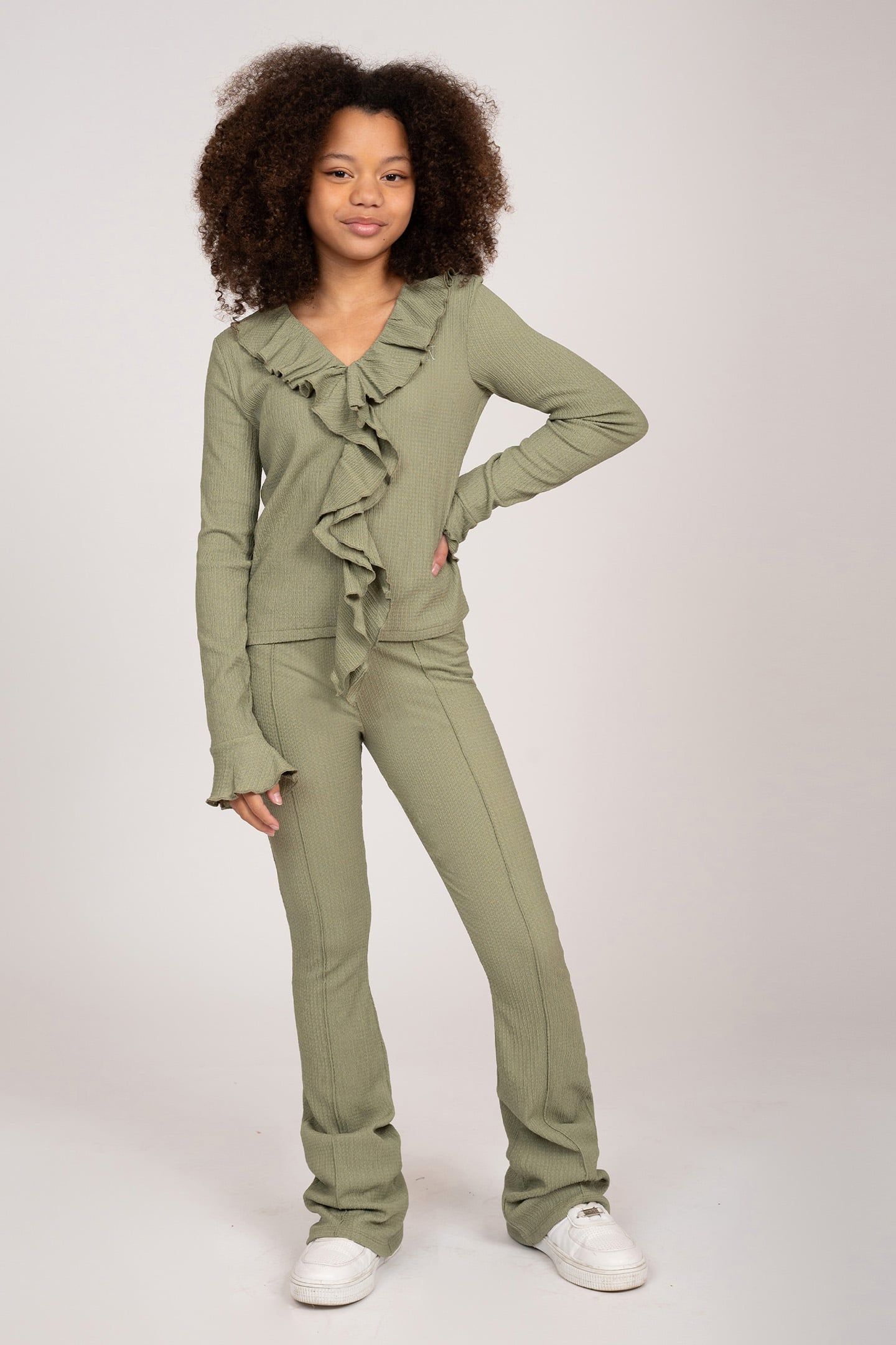 VONDA FLARED PANTS CROCODILE GREEN 1