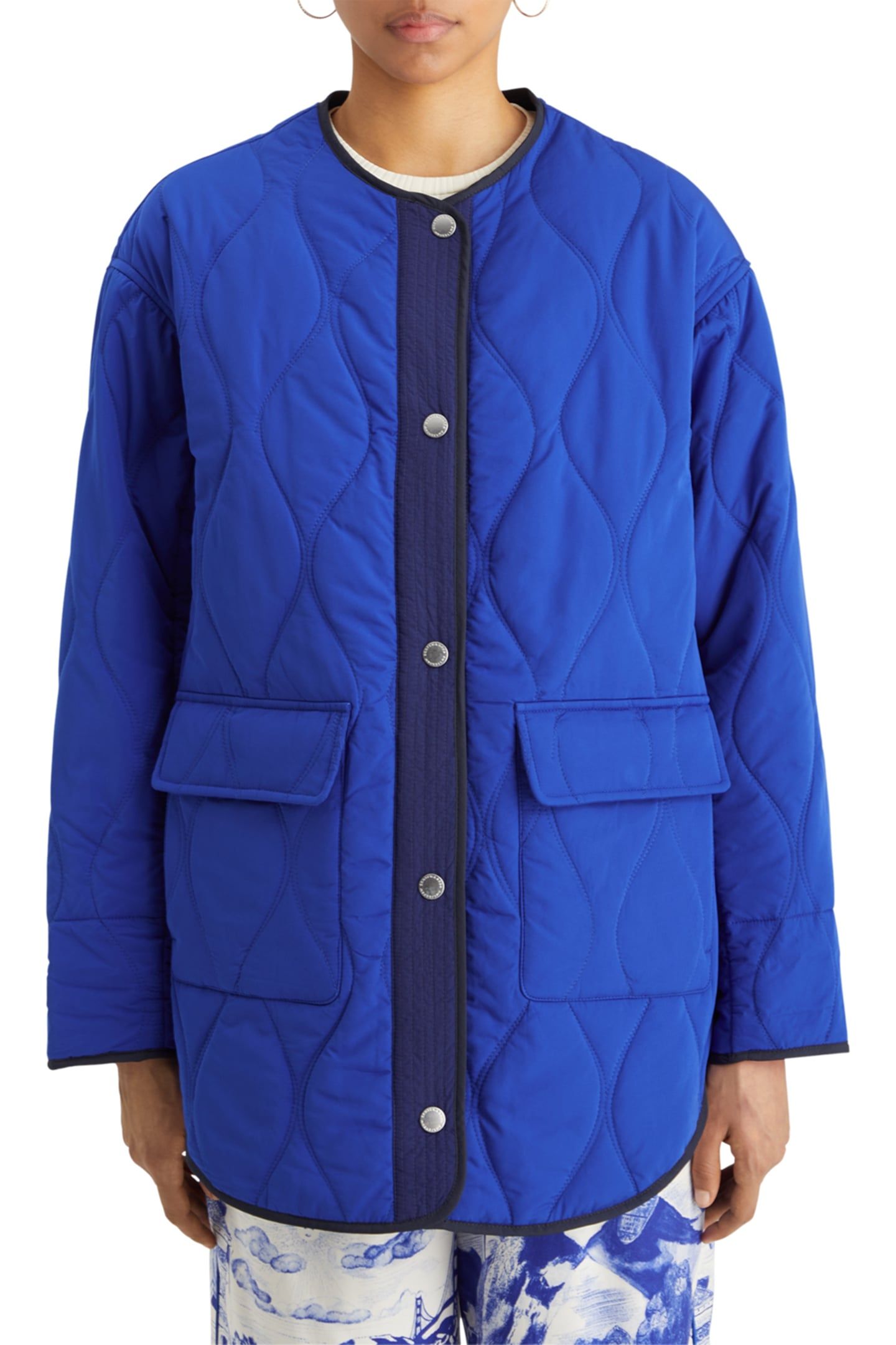 OVERSIZED ONION QUILT LINER JACKET ELECTRIC BLUE 1