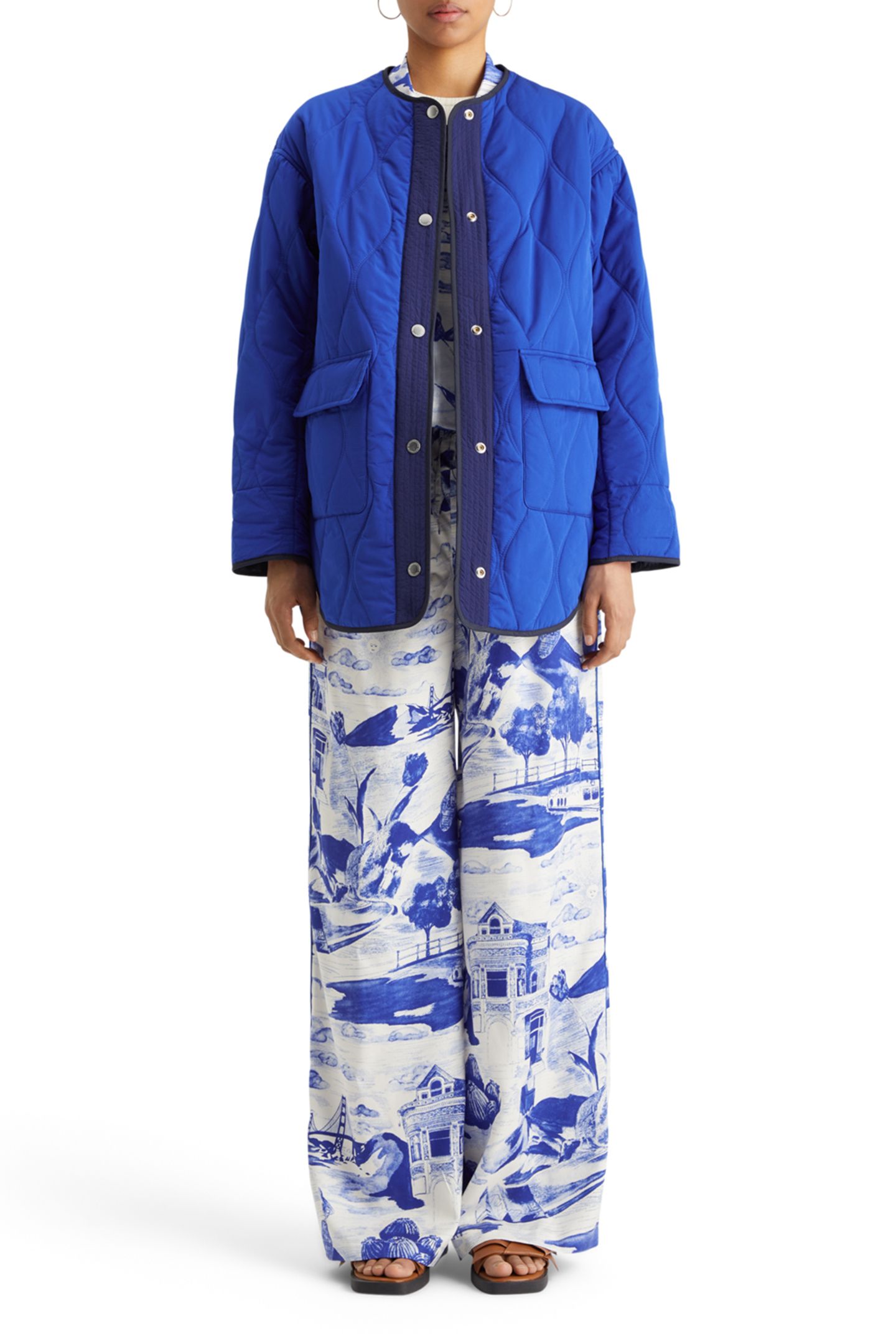 OVERSIZED ONION QUILT LINER JACKET ELECTRIC BLUE 3