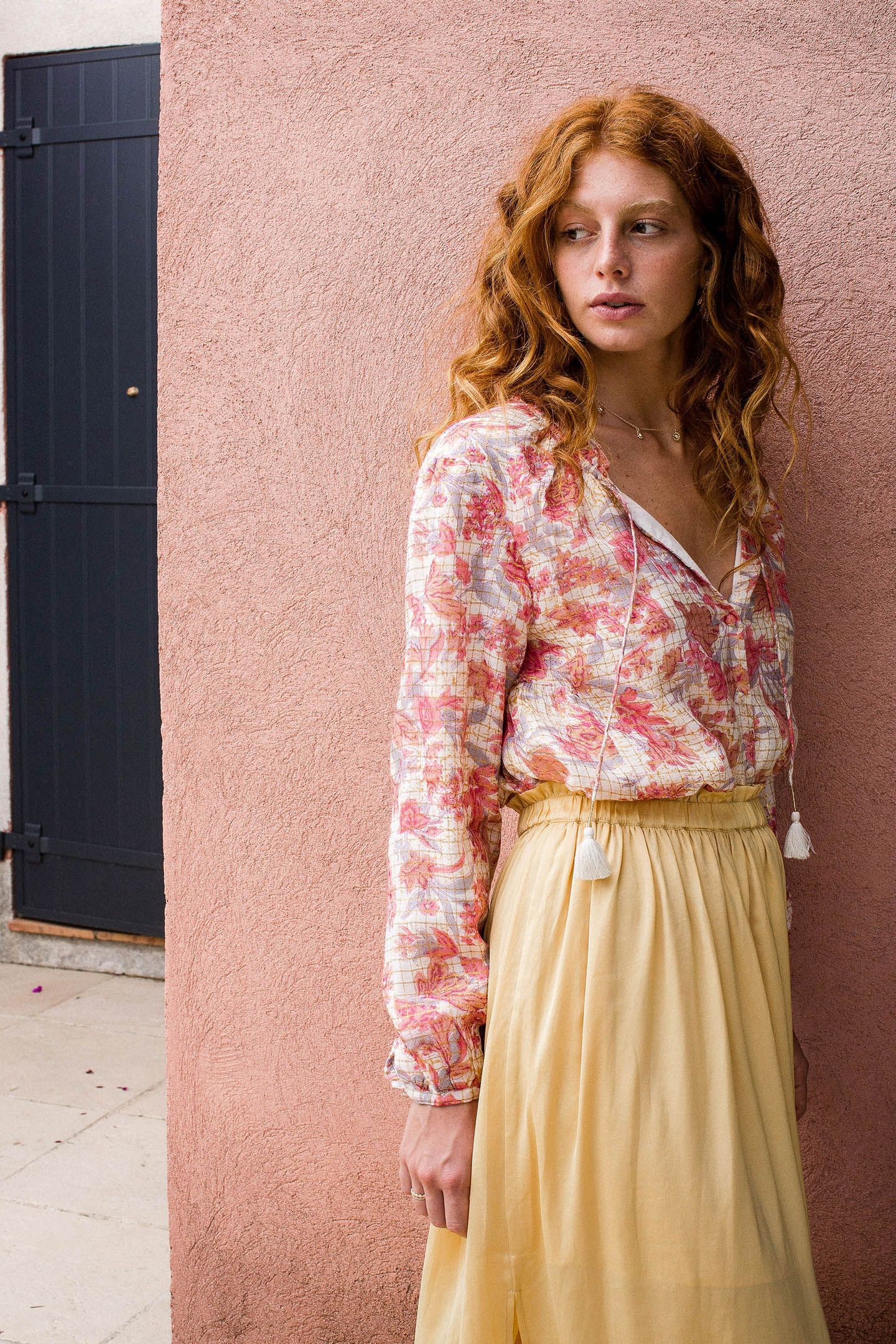 BLOUSE PAYA PINK FLOWERS 5
