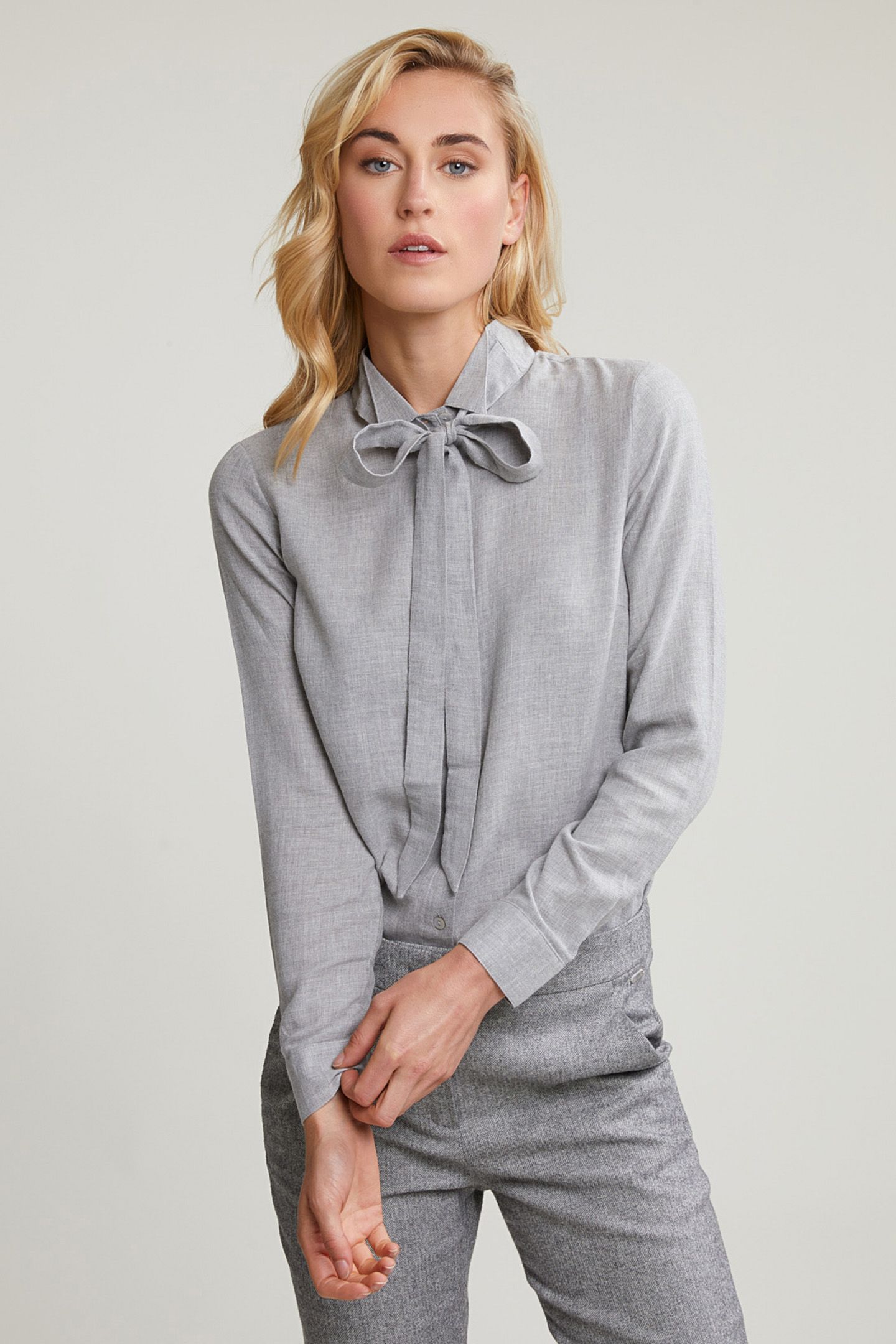 GREY BLOUSE FANCY COLLAR 1