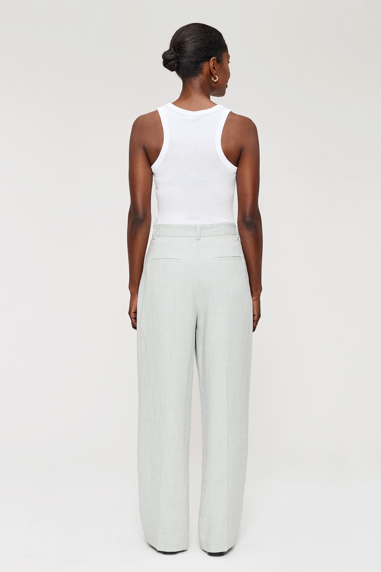 MELANGE LINEN STRAIGHT PANTS LIGHT GREY MELANGE 2