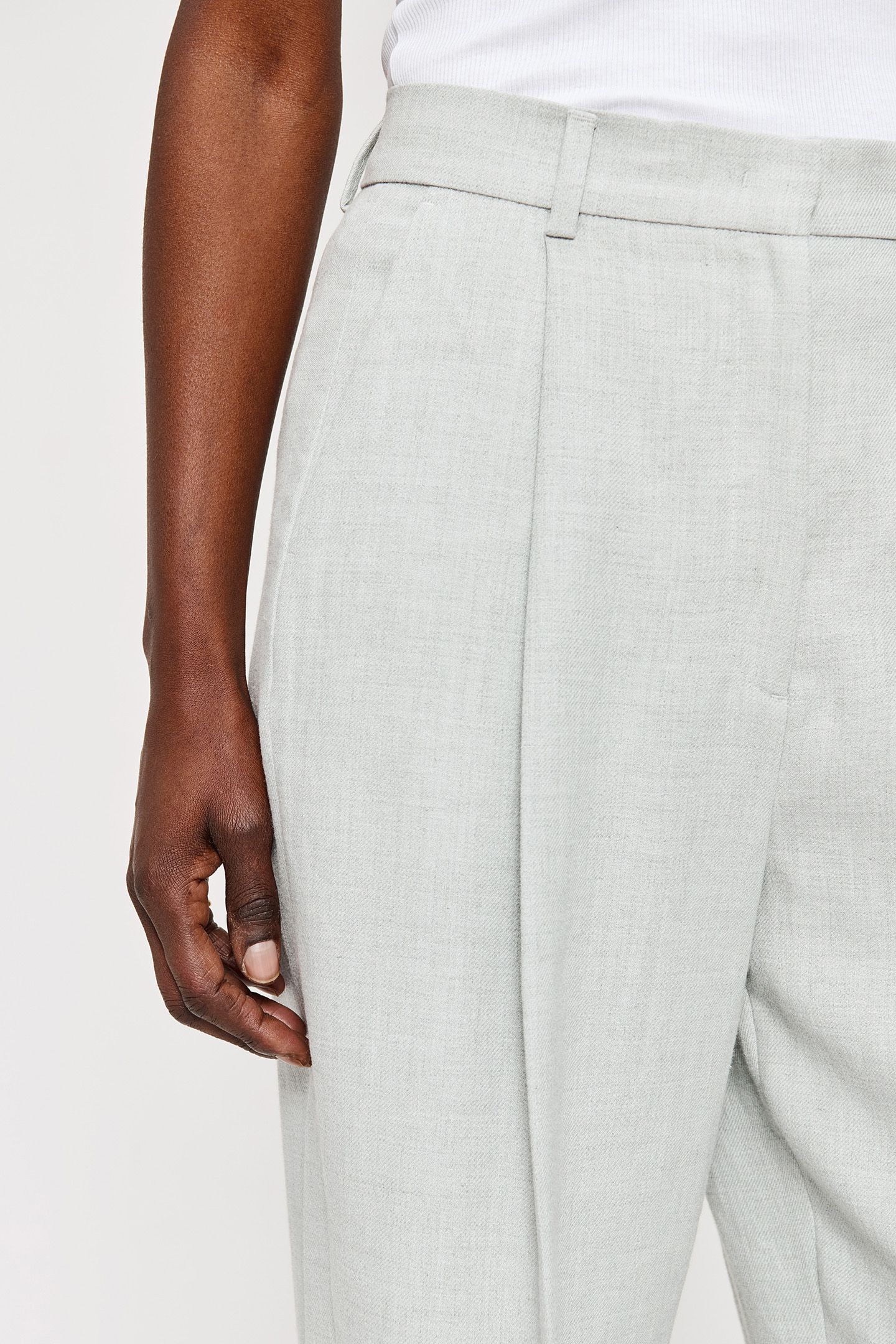 MELANGE LINEN STRAIGHT PANTS LIGHT GREY MELANGE 4