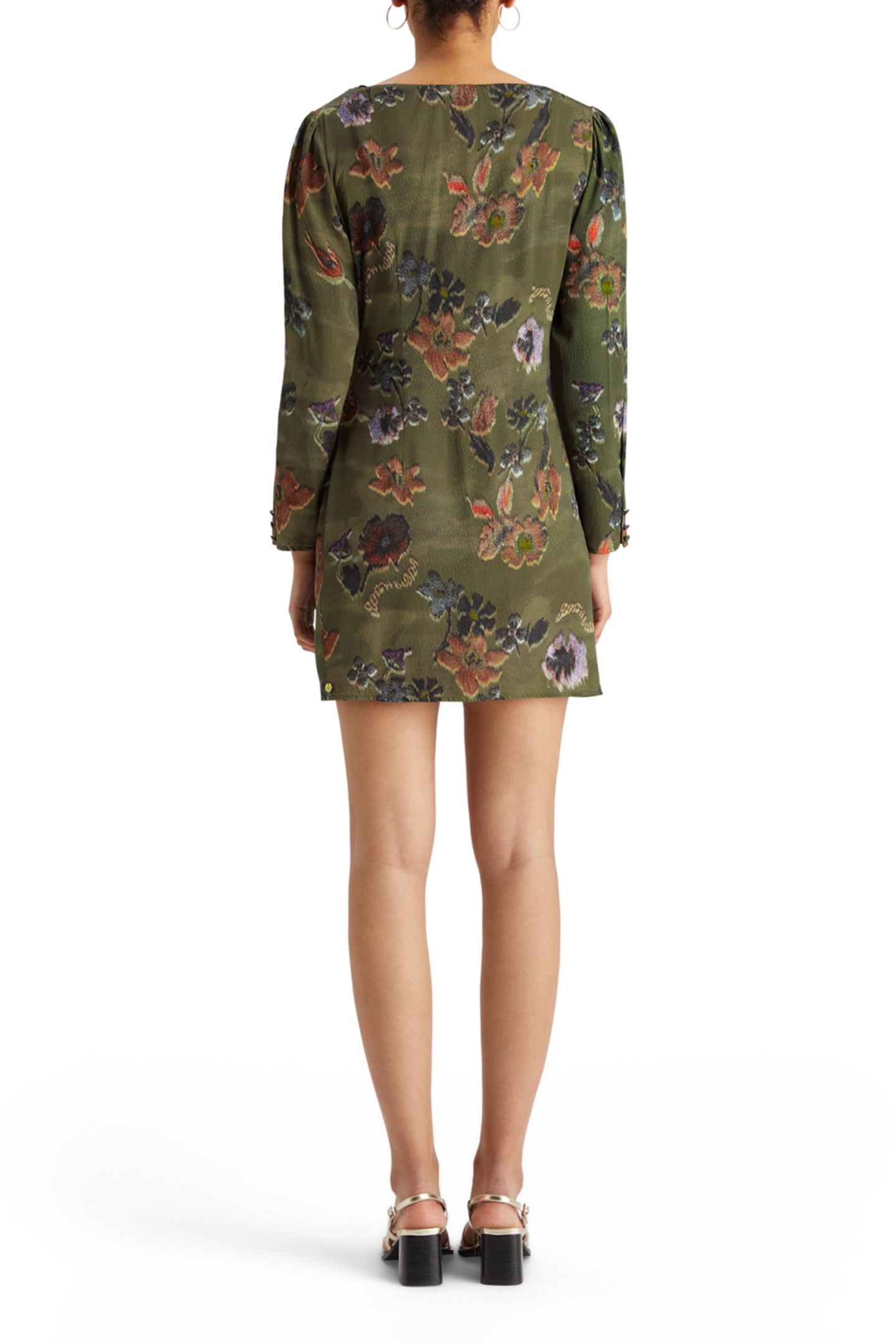 MINI VISCOSE JACQUARD WRAP DRESS POETRY TAPESTRY MILITARY 2