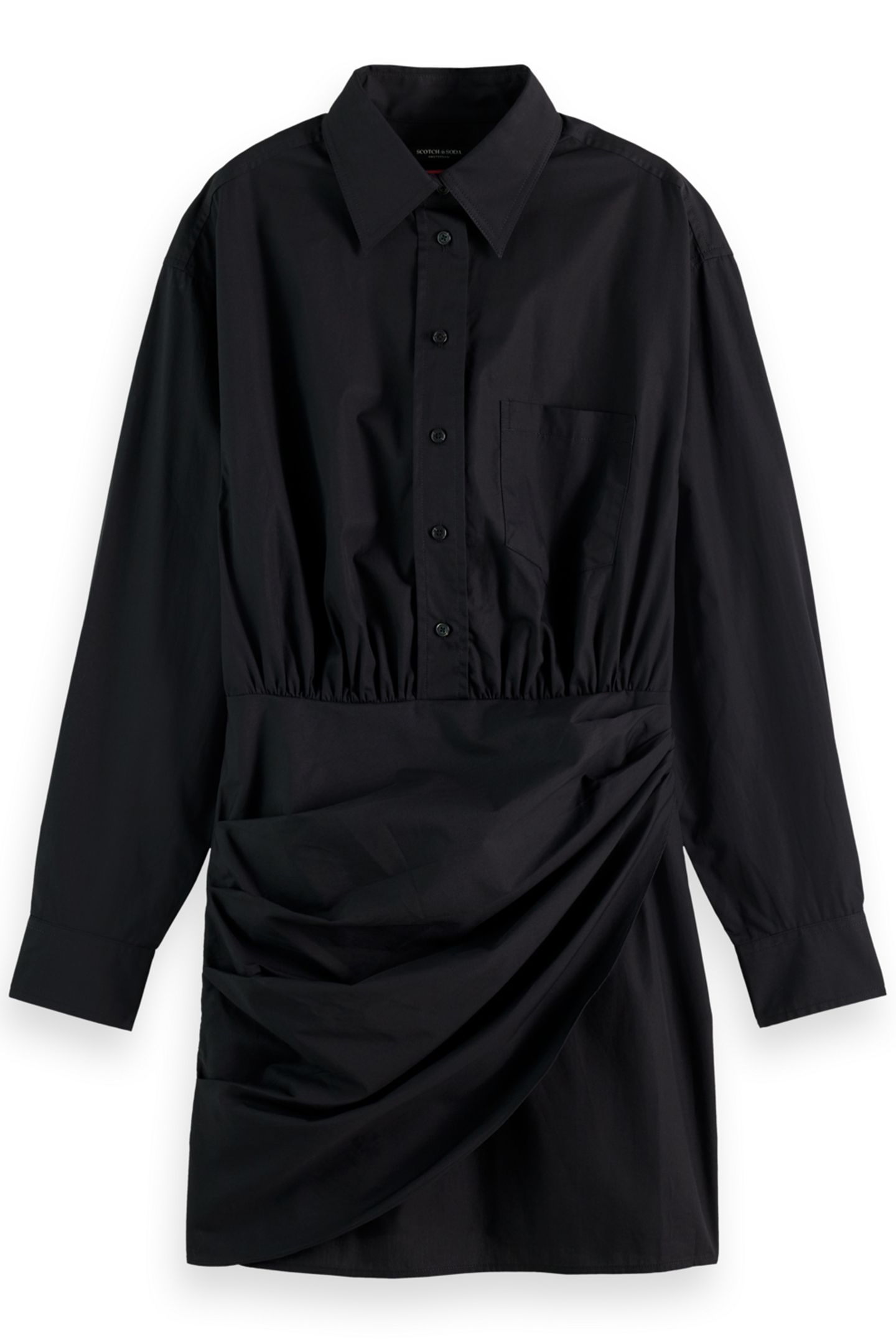 MINI POPLIN WRAP DRESS EVENING BLACK 1